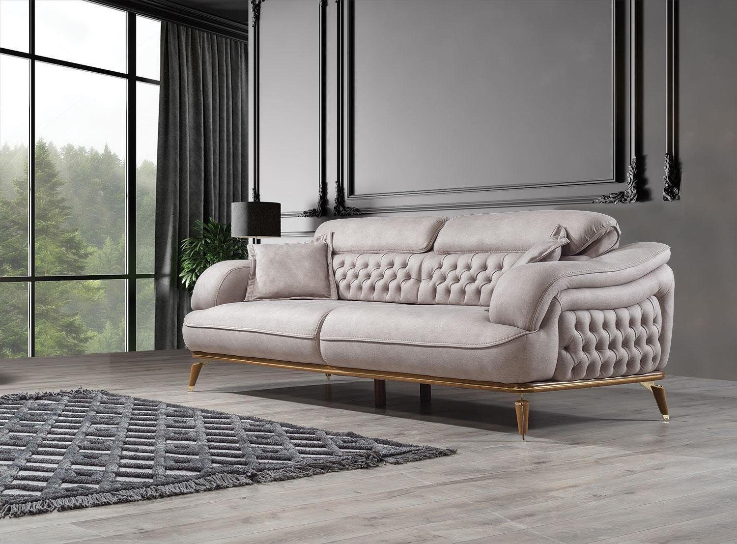 JVmoebel Wohnzimmer-Set Wohnzimmer in Sessel), (2-St., Made Neu Chesterfield Set Design, Modern Europa Sofa, Sofa Dreisitzer Sessel