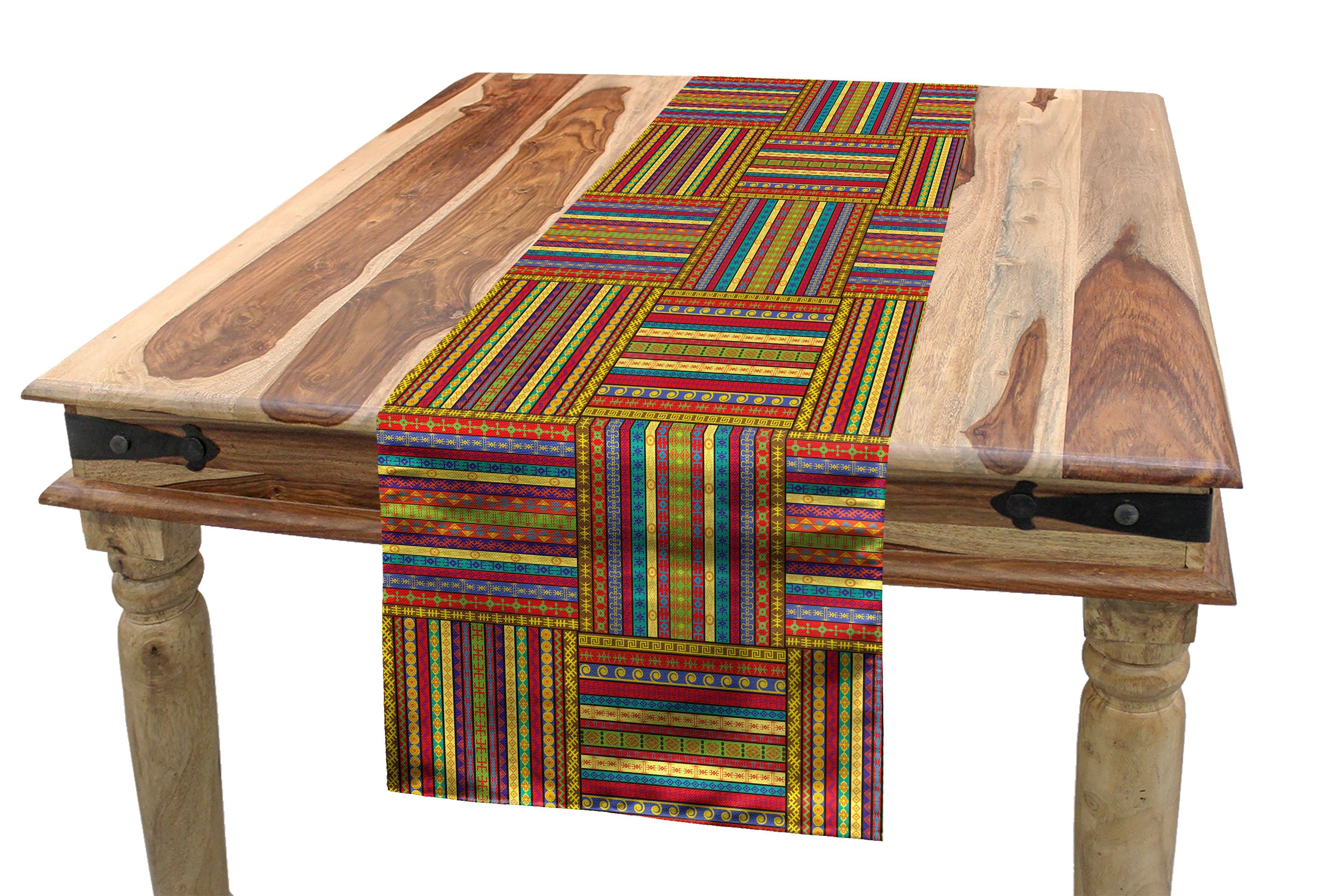 Abakuhaus Tischläufer Esszimmer Küche Rechteckiger Dekorativer Tischläufer, Afrika Artwork Borders