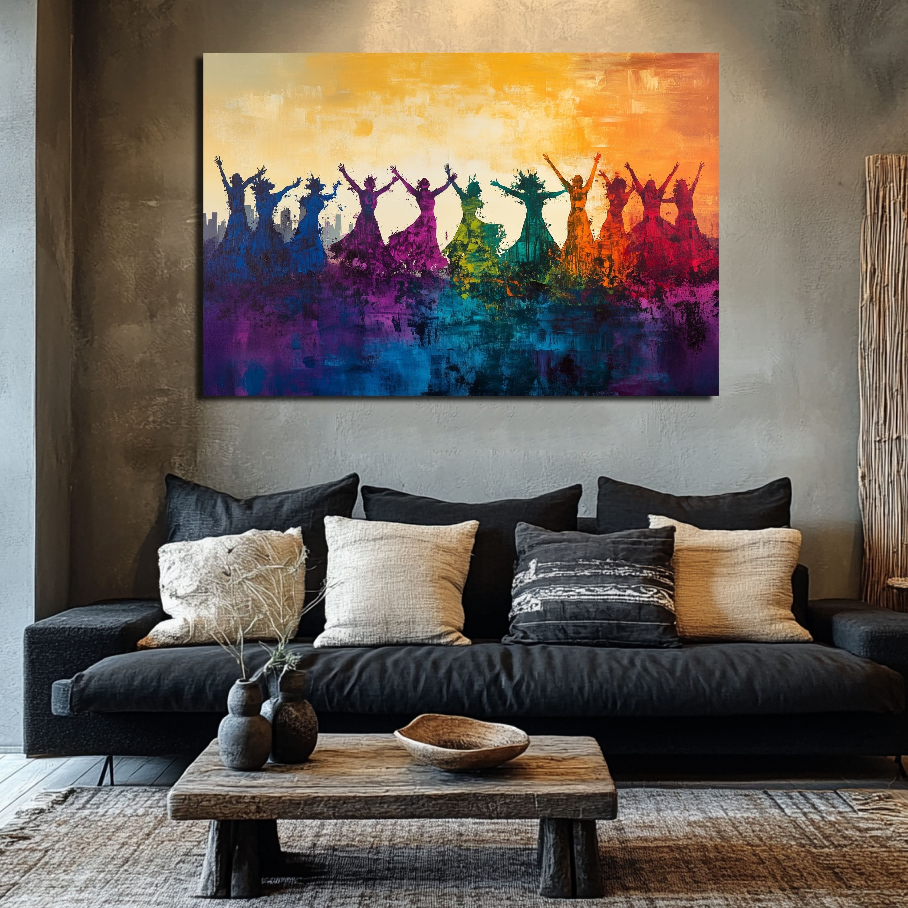 DARO Design Leinwandbild Modern Abstrakt Wandbilder XXL Wandbild Wand Deko Leinwand Bilder, (tanzende Afrikaner), 30x20cm