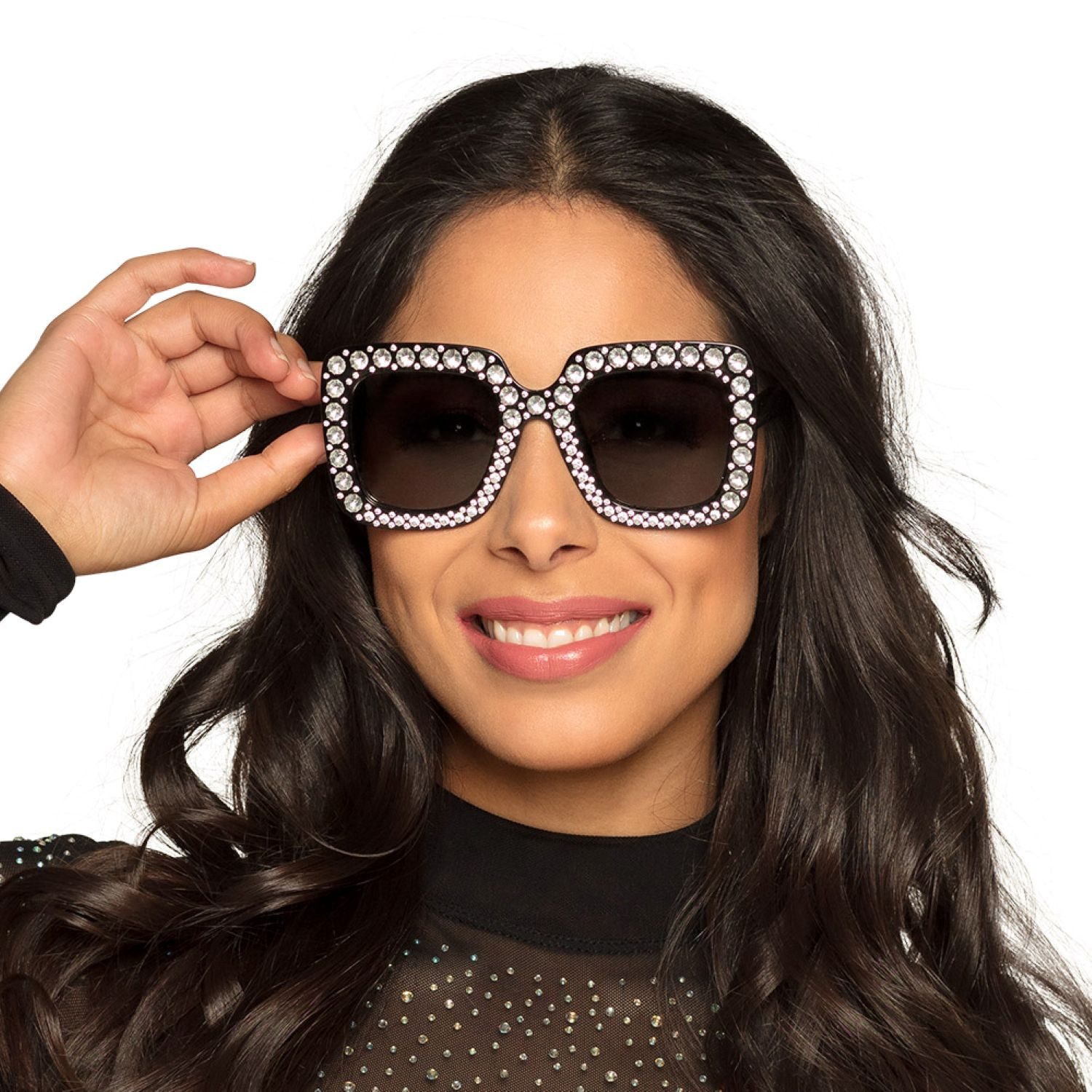 Boland Verkleidungsmaske Partybrille 'Bling Bling' mit Strass, Schwarz