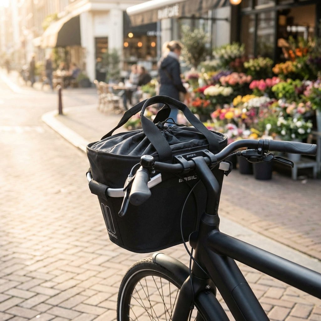 Basil Fahrradkorb Basil City Tasche Classic CarryAll Front schwarz abnehmbar oh Halt 28x