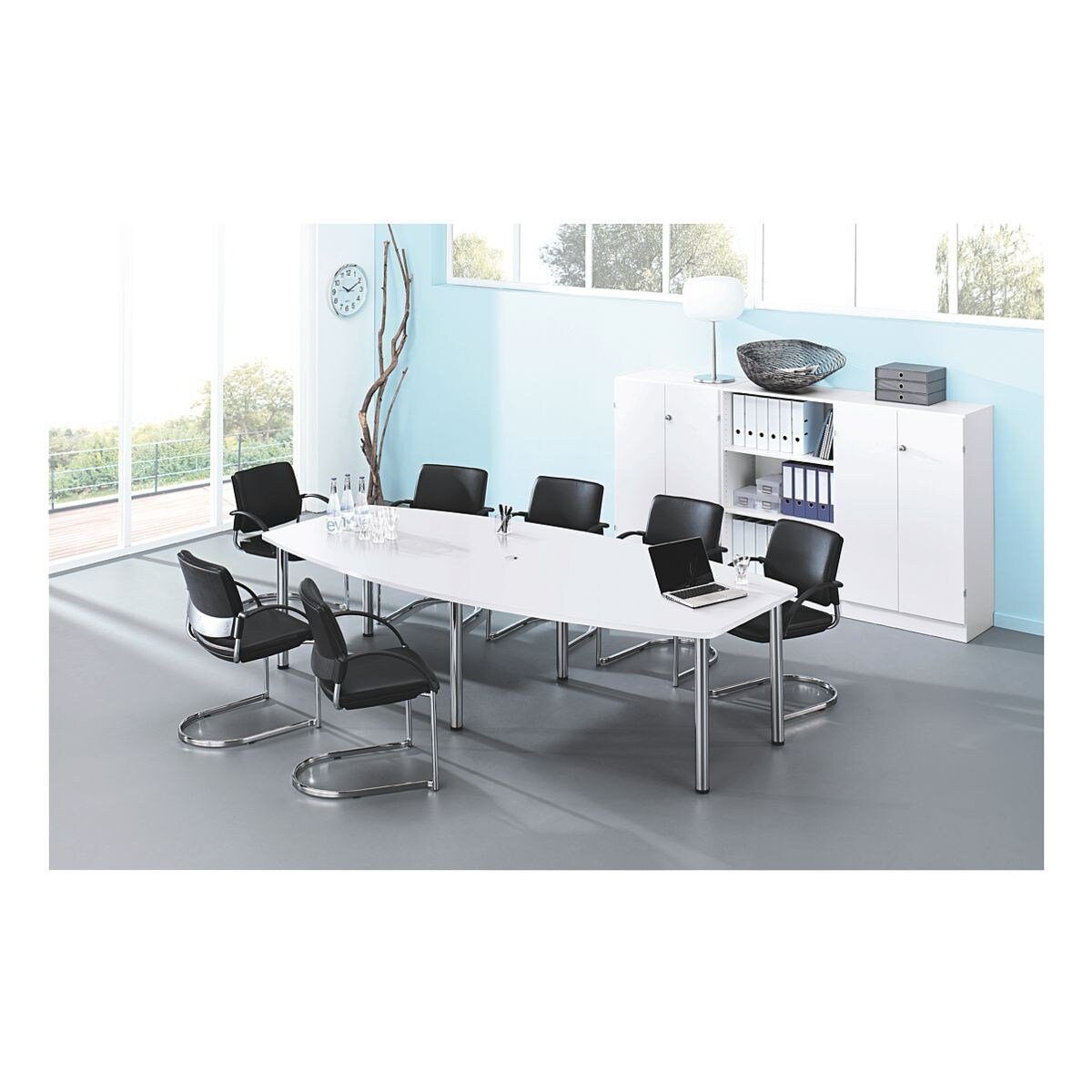 HAMMERBACHER Konferenztisch Chicago, B 280 cm, Tonnenform, bis 10 Personen, günstig online kaufen