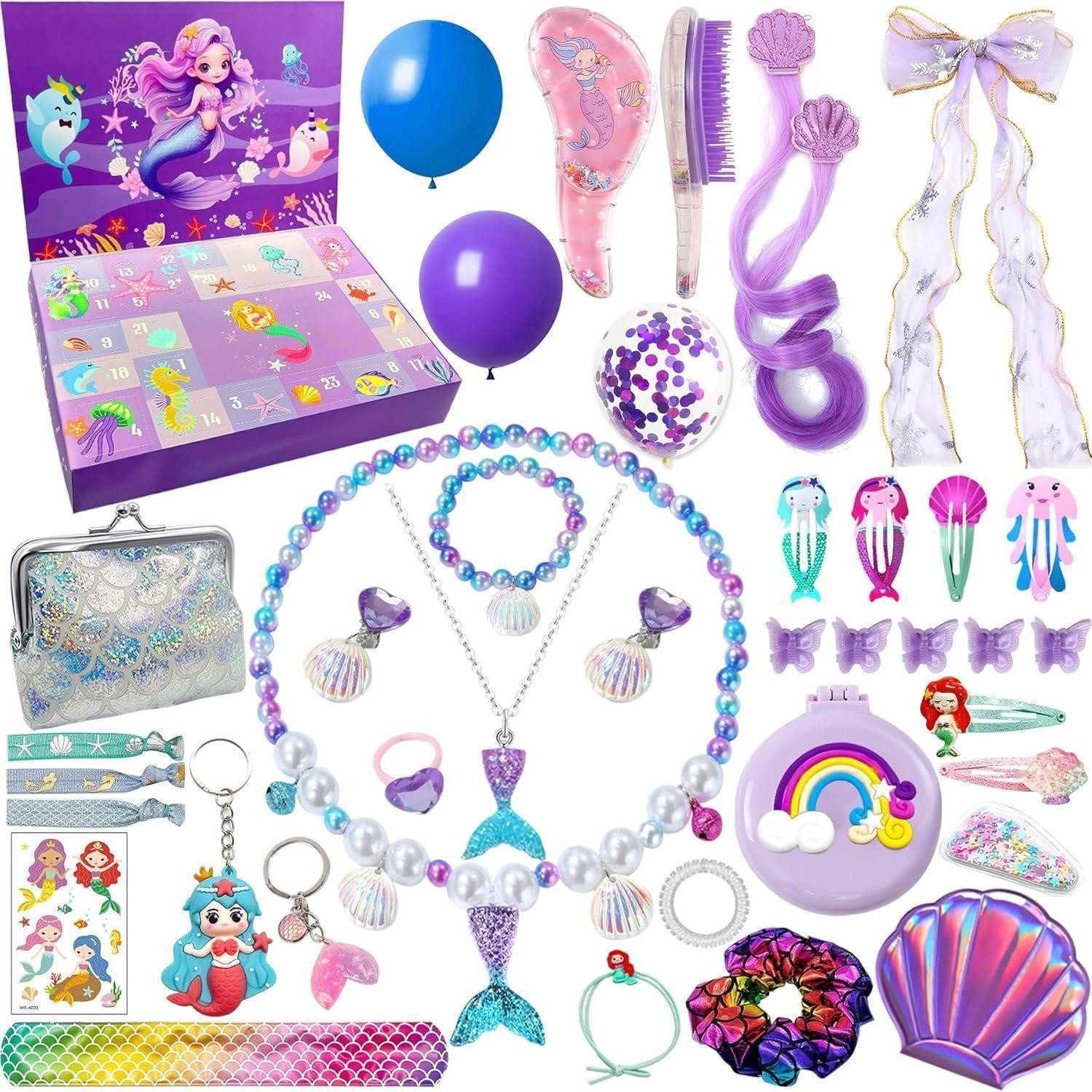 LuxusKollektion Schmuck-Adventskalender Adventskalender 2024 Mädchen Weihnachten Countdown Meerjungfrauen