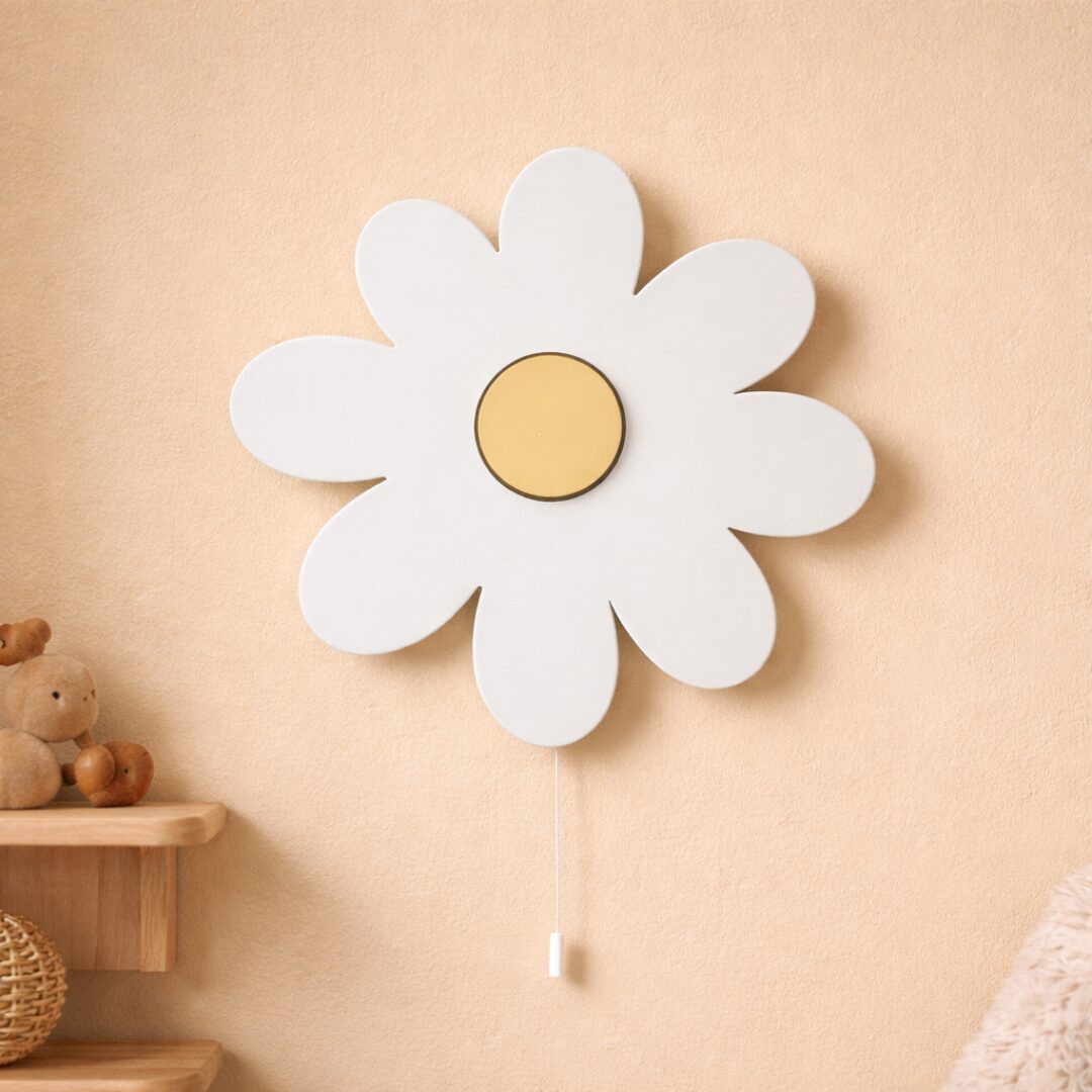 COZYCOLLECTIONS LED Wandleuchte Gänseblümchen LED-Nachtlicht Kinderzimmer, LED, Warmweiß, Montessori-inspiriertes Naturdesign mit sanftem Abendlicht