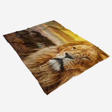 Sinus Art Handtücher Handtuch Strandhandtuch Saunatuch Kuscheldecke mit Tiermotiv Löwe König der Tie, Baumwolle-Polyester-Mix (1-St), Handtuch