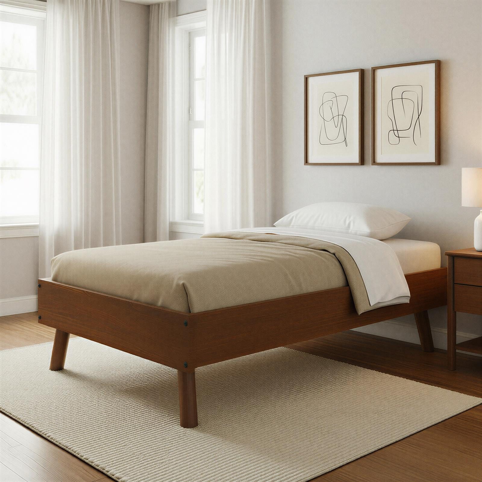 IDIMEX Futonbett KARRI, Einzelbett aus Massivholz mit konischen Füßen Kastanie