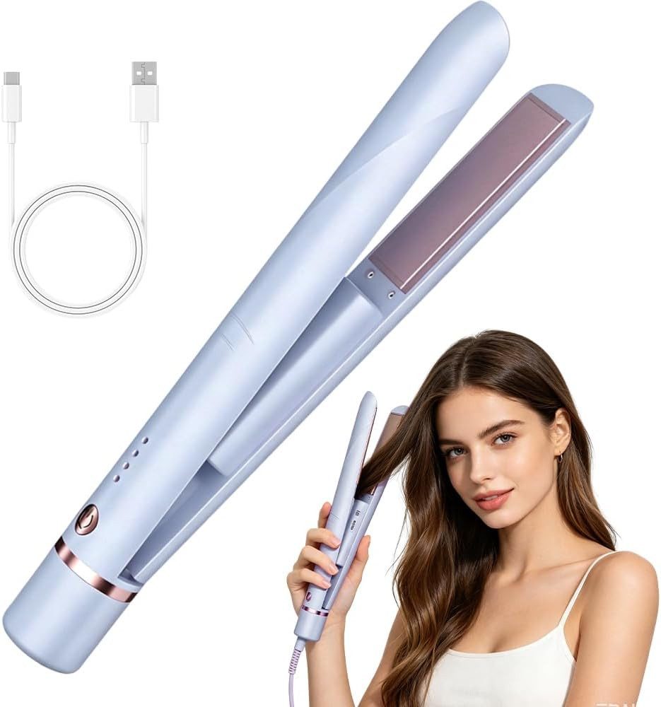FELIXLEO Mini-Reiseglätteisen Mini Glätteisen Kabellos Tragbarer Haarglätter mit Akku 2 in 1