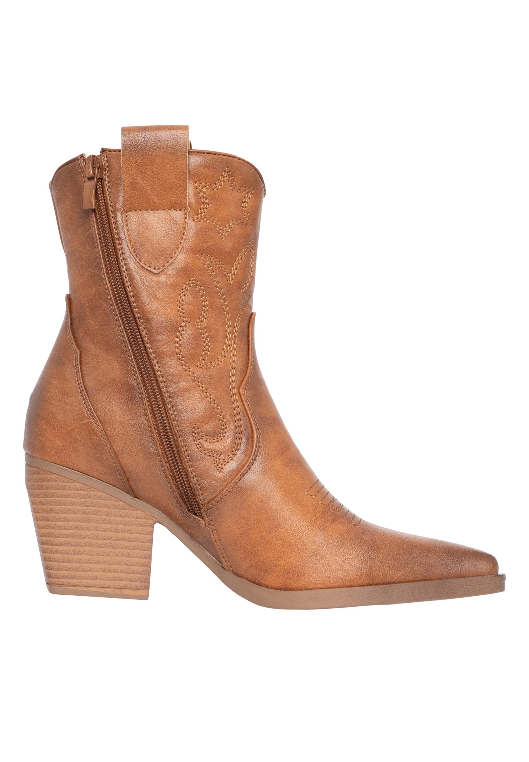 Salinyang Damen Western Boots mit Stickerei, Blockabsatz & Reißverschluss Cowboy Stiefelette