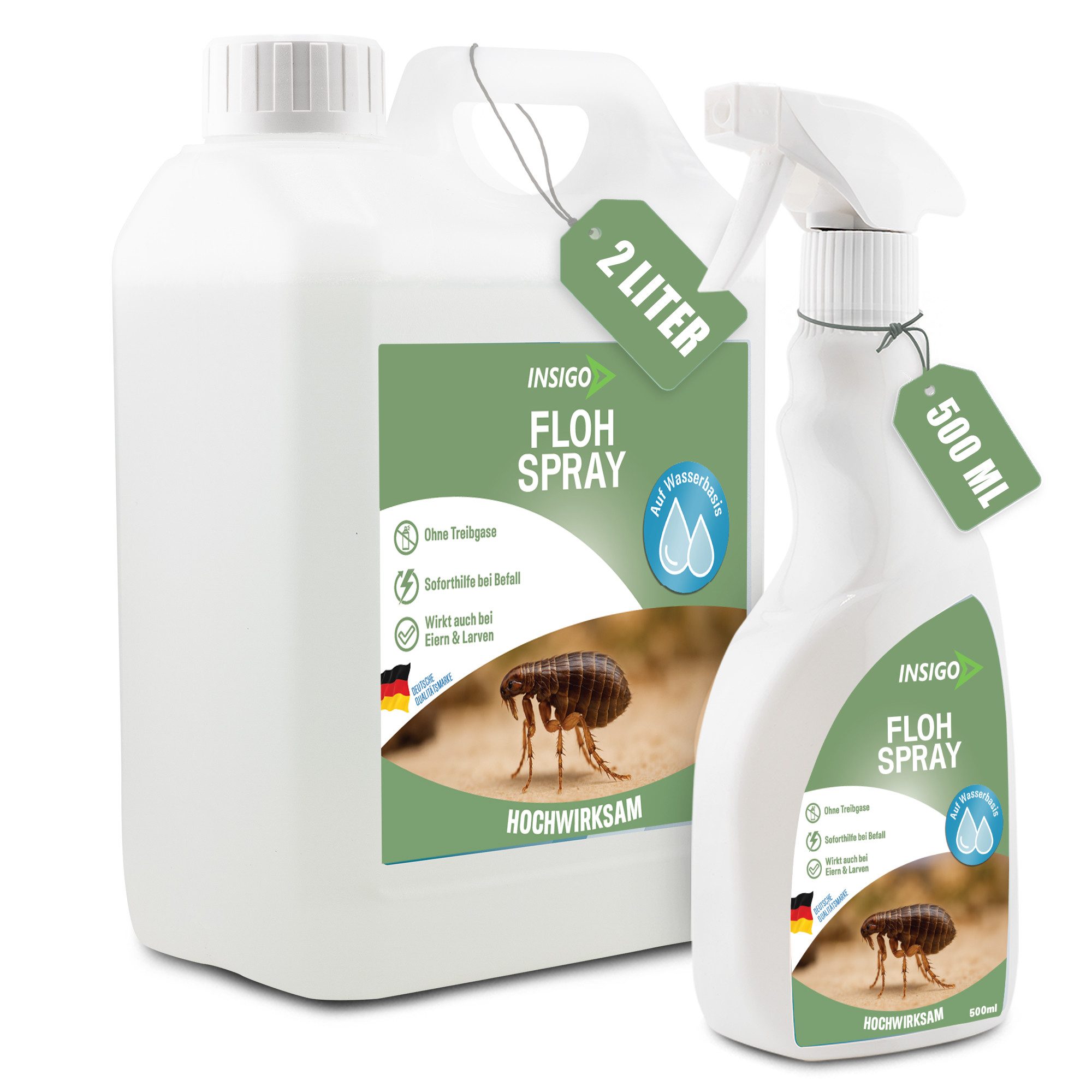 INSIGO Insektenspray Anti Floh-Spray Floh-Mittel Ungezieferspray, 2.5 l, biozidfreie Formel, auf Wasserbasis, geruchsarm, brennt / ätzt nicht