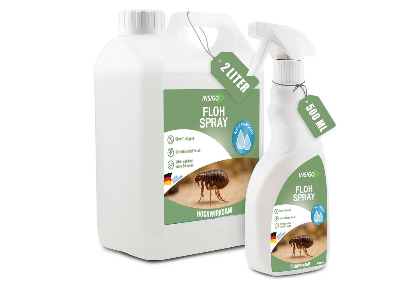INSIGO Insektenspray Anti Floh-Spray Floh-Mittel Ungezieferspray, 2.5 l, biozidfreie Formel, auf Wasserbasis, geruchsarm, brennt / ätzt nicht