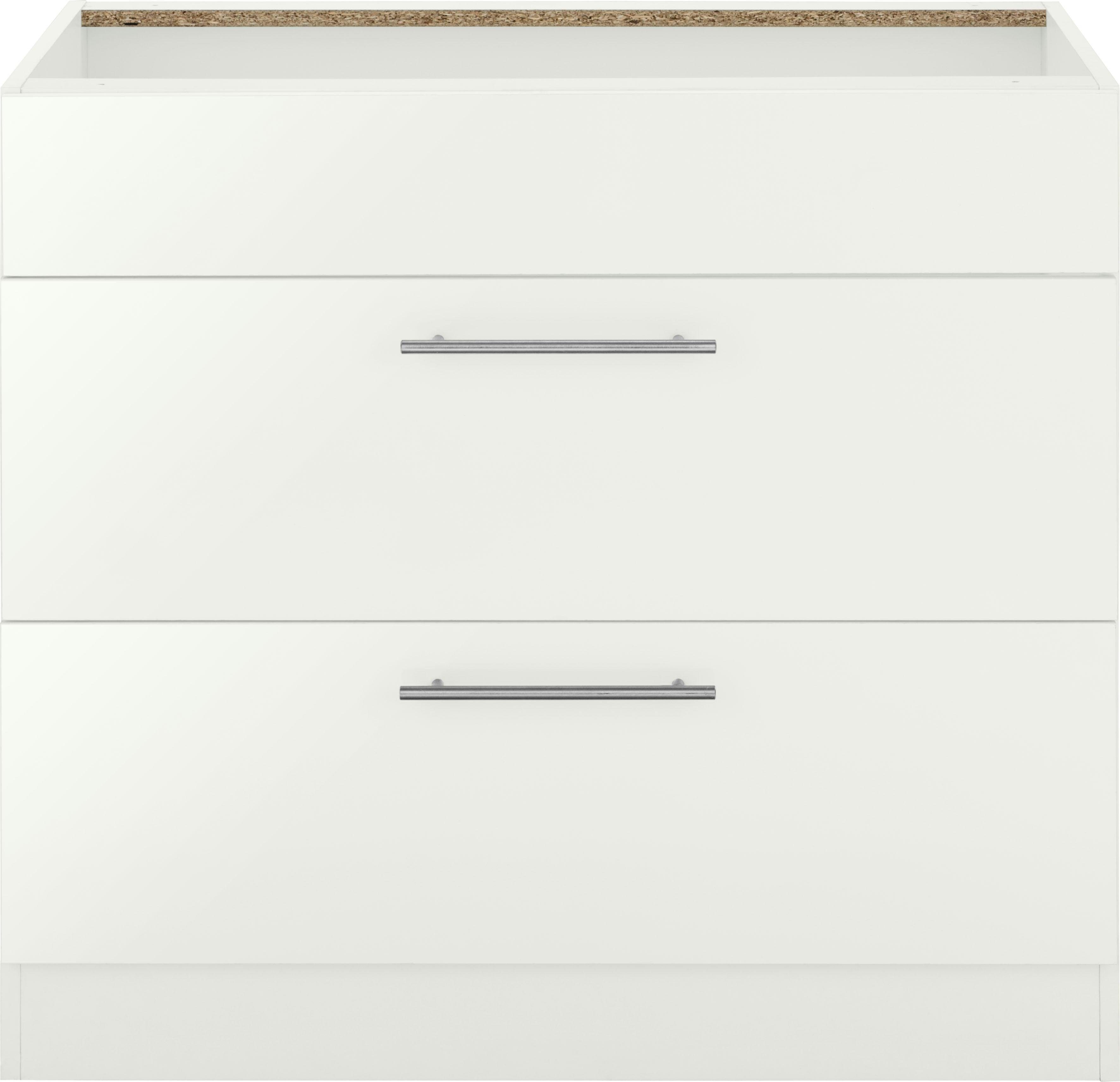 wiho Küchen Kochfeldumbauschrank Cali 90 cm breit, ohne Arbeitsplatte Front: Weiß Glanz, Korpus: weiß | Weiß