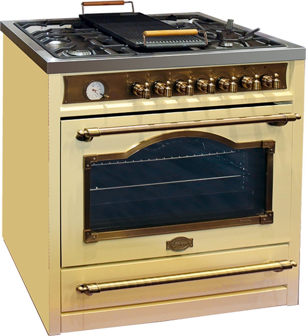 Kaiser Küchengeräte Gas-Standherd Empire Kaiser HGE 93555 ElfEm Gas Elektro Standherd 90 cm Retro Empire, mit 2-fach-Teleskopauszug, katalytische Selbstreinigung, Retro Gas Elektro Standherd 90 cm Range Coocker