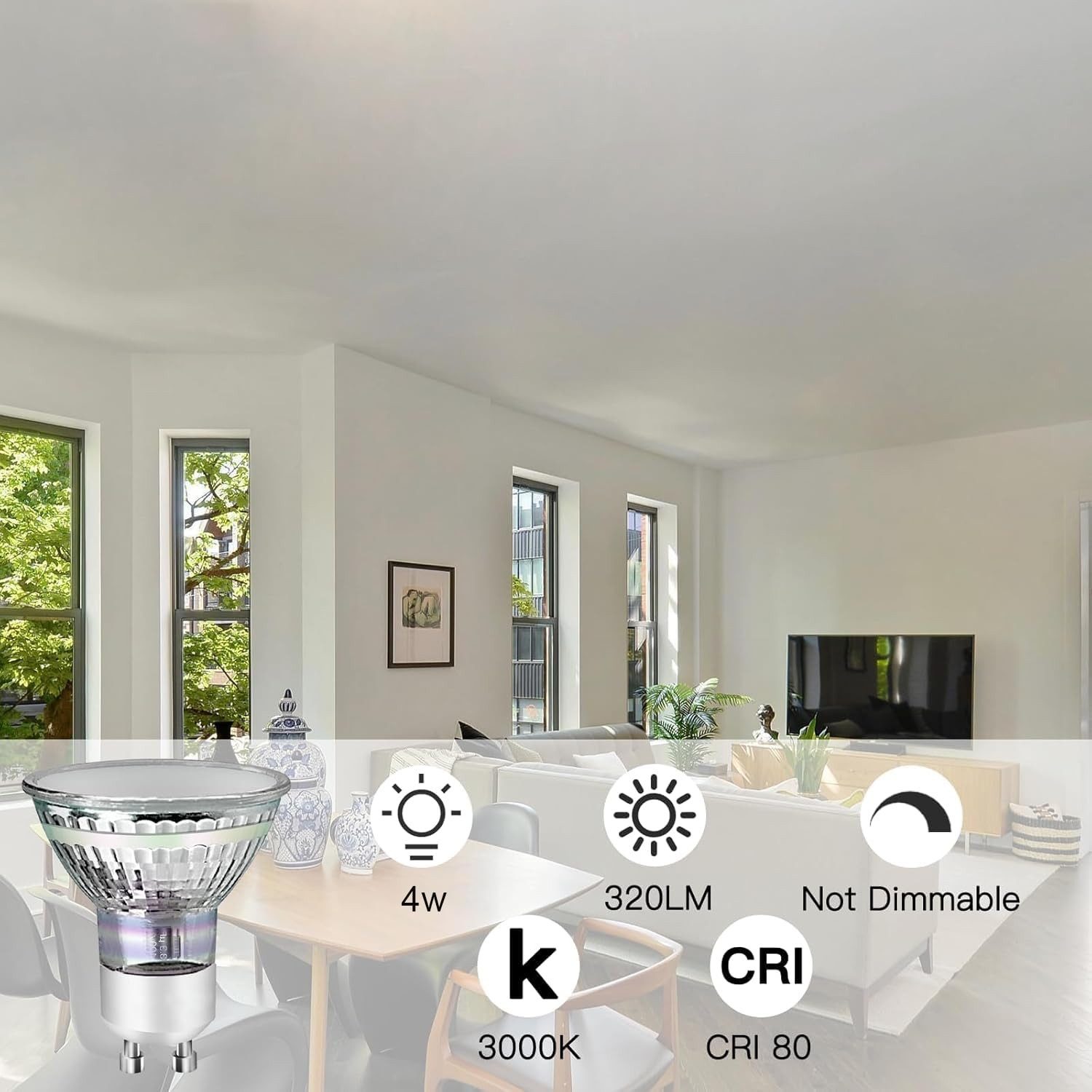 ZMH LED-Leuchtmittel GU10 LED 4W Leuchtmittel Abstrahlwinkel 110° Wohnzimmer Nicht Dimmbar, GU10, 10 St., 3000K, Reflektor Birne Glühlampen Strahler Spot – Bild 4 von 5