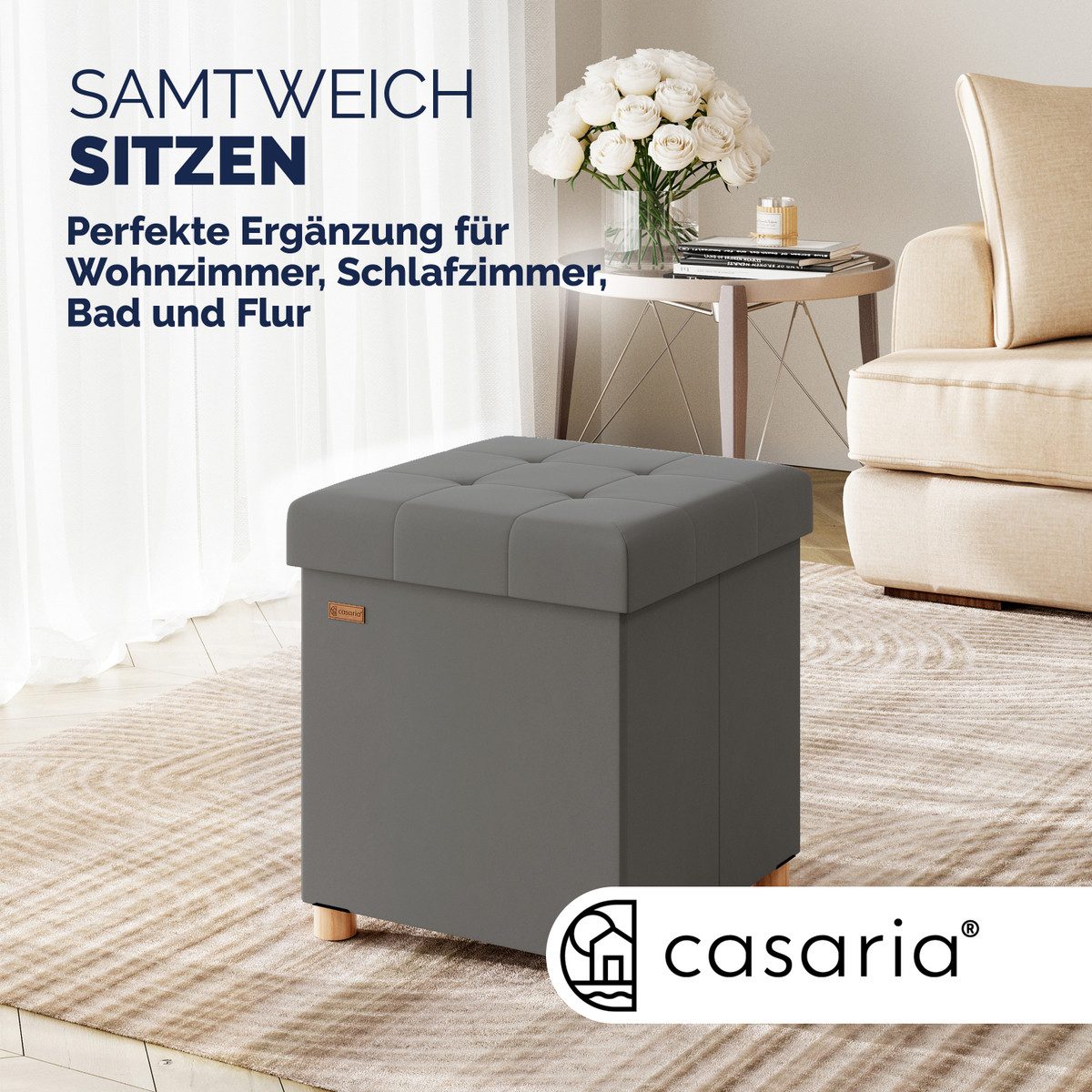 Casaria Sitzhocker, Samt Anthrazit Faltbar inkl. günstig online kaufen