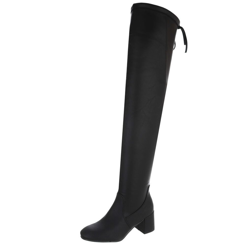 Ital-Design Overknee-Stiefel aus Kunstleder mit Blockabsatz für Damen Overkneestiefel (90793398) Blockabsatz Stiefel in Schwarz