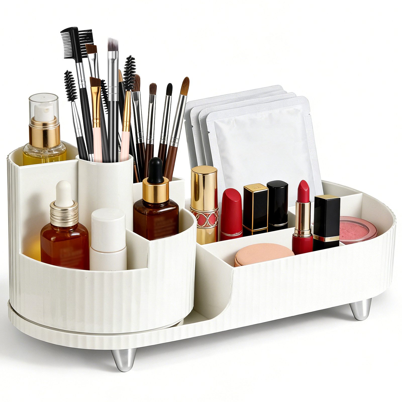 BlingBin Make-Up Organizer 360° Drehbarer Kosmetik Organizer, Make-up & Skincare Aufbewahrung, 1er Set, 1-tlg., 1tlg, Schmink Kosmetik Aufbewahrung, Kosmetikorganiser für Schlafzimmer, Bad