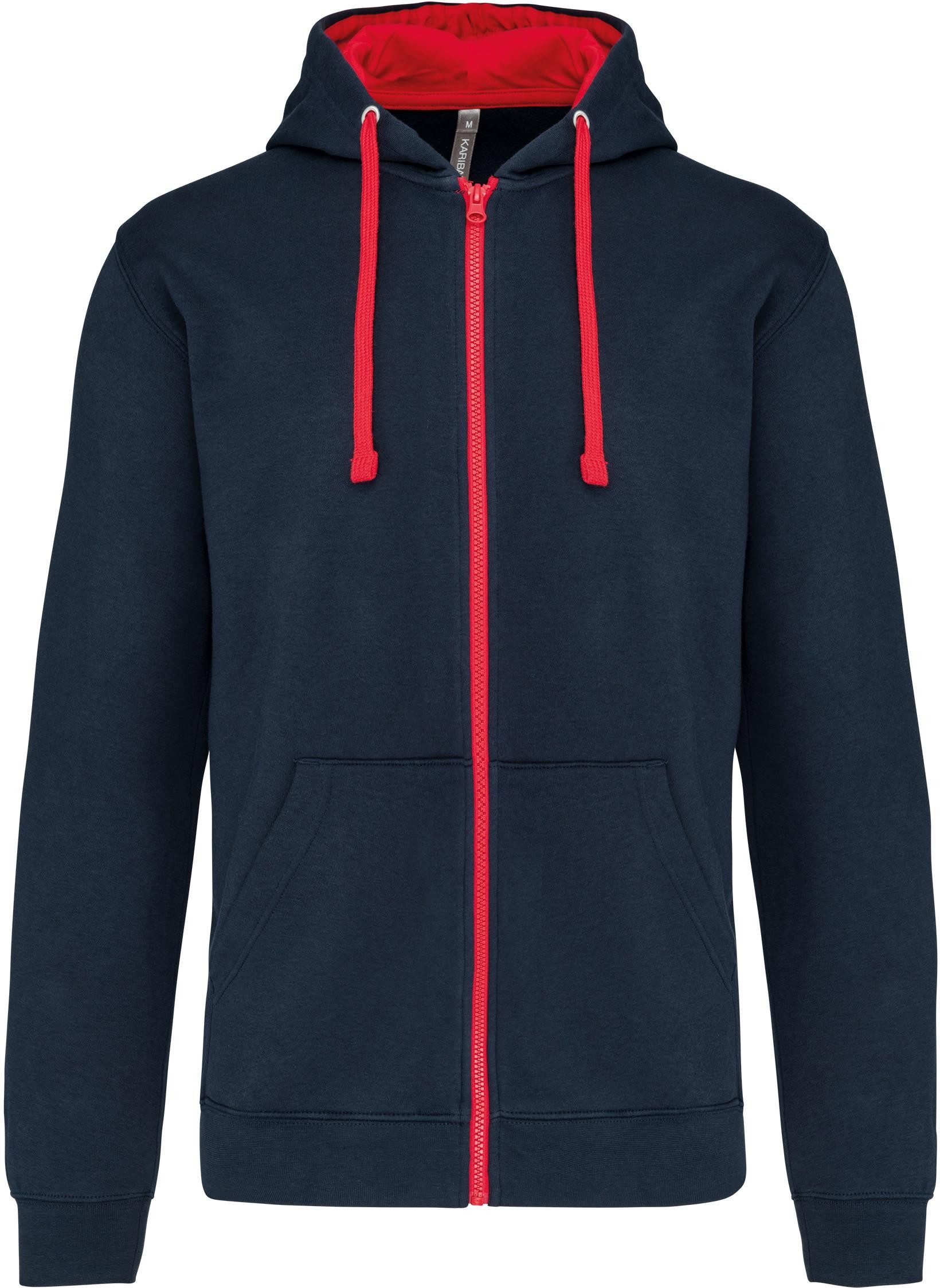 Kapuzensweatjacke HERREN-KAPUZENSWEATSHIRT BICOLOR mit Reißverschluss