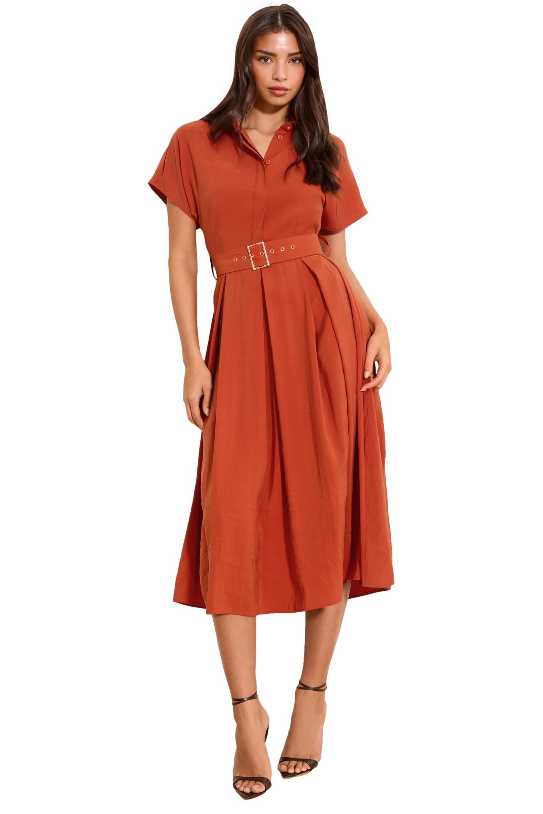 LIPSY Midikleid Lipsy Midi-Hemdblusenkleid mit Gürtel, Regular (1-tlg)