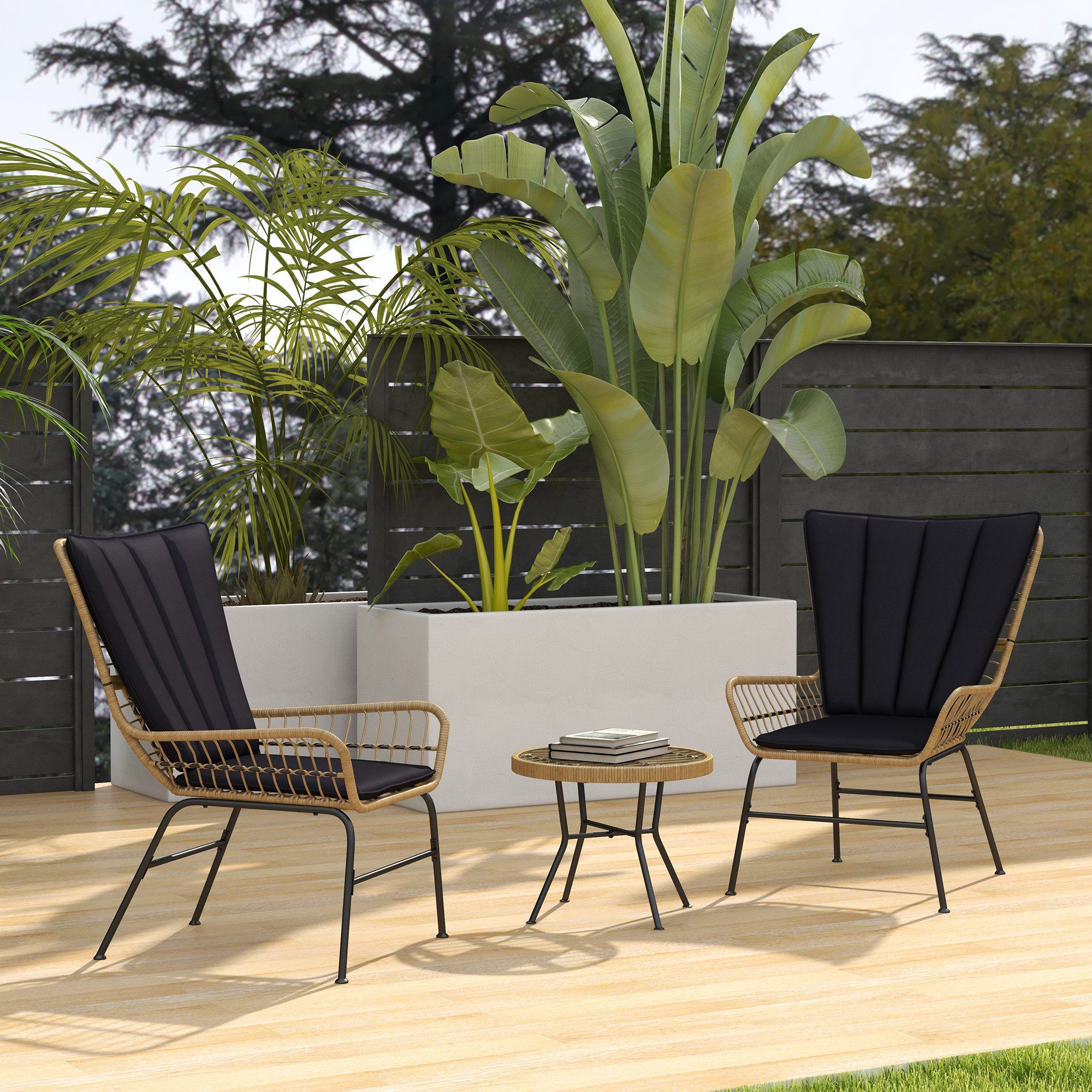 Outsunny Sitzgruppe Gartenmöbel-Set mit 2 Stühlen, günstig online kaufen