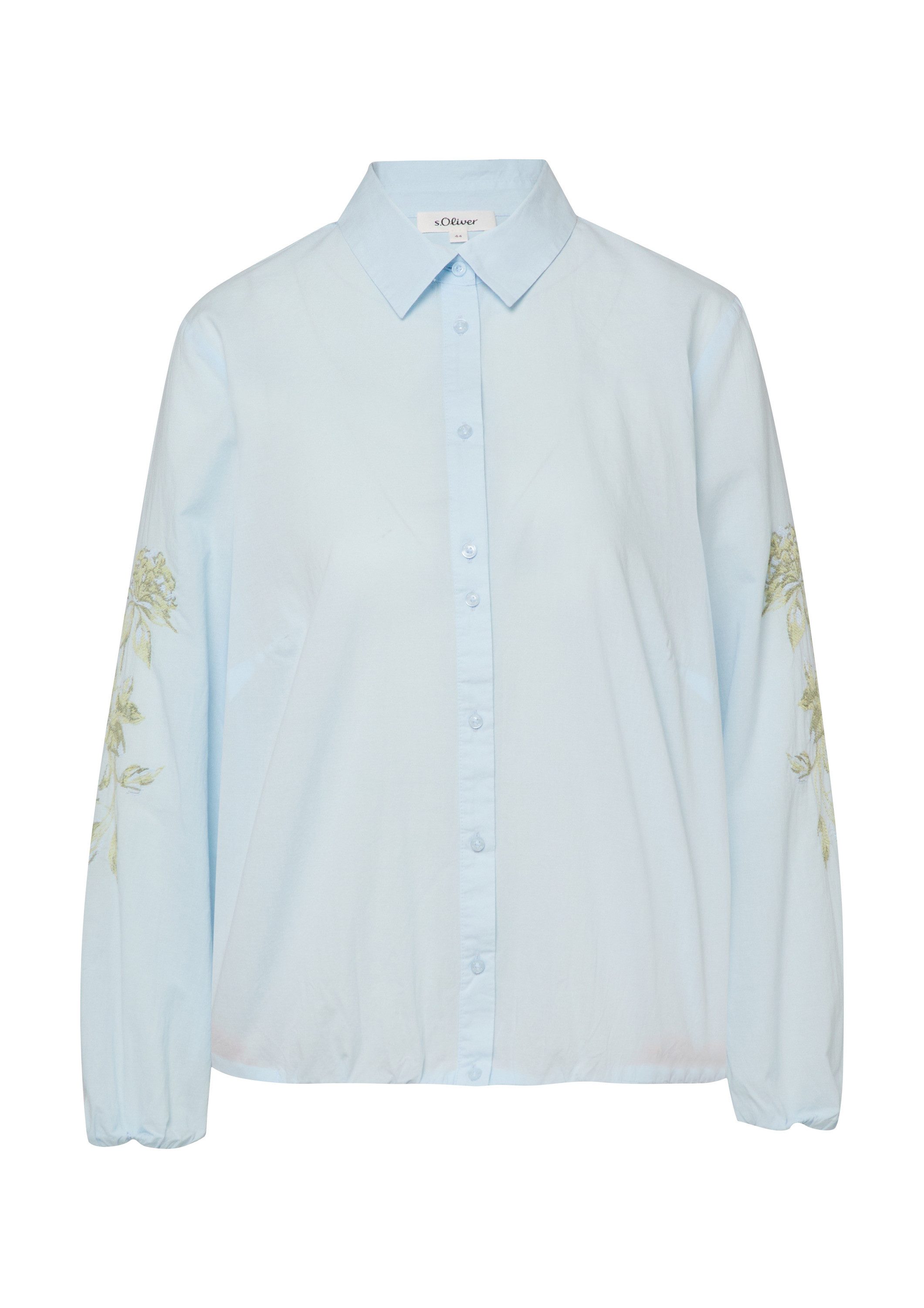 s.Oliver Langarmbluse Bluse Baumwollbluse im O-Shape mit Stickerei