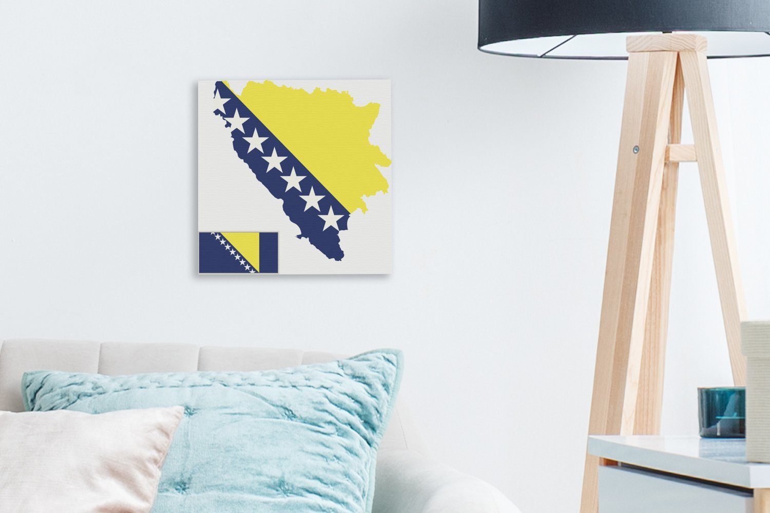 OneMillionCanvasses® Leinwandbild Eine Illustration von in Schlafzimmer Bosnien (1 und Wohnzimmer St), für Herzegowina Leinwand Farben den Flagge, Bilder der