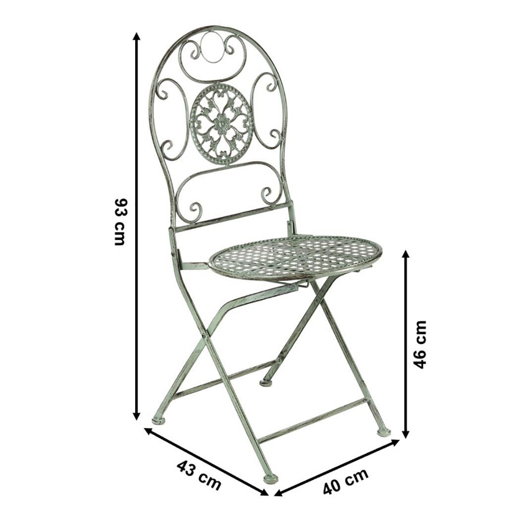 Kobolo 4-Fußstuhl Metallstuhl Gartenstuhl Vintage Nostalgie, Stuhl aus Metall antique (Einzelstück, 1 St), 40Lx43Bx46/93Hcm