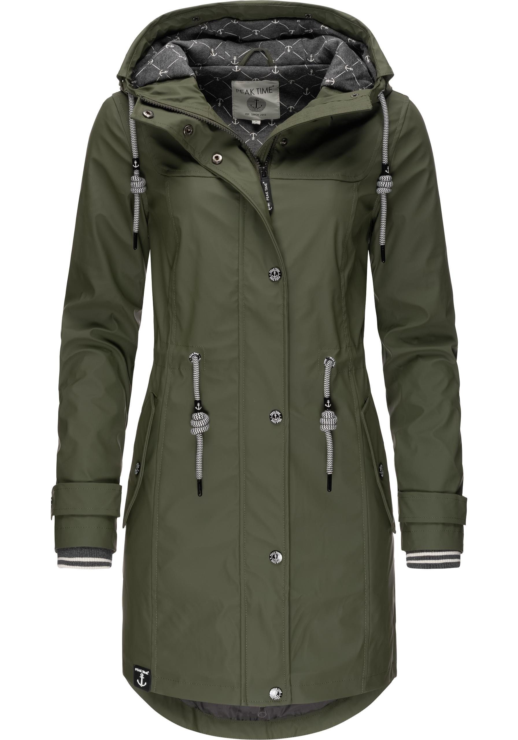 PEAK TIME Regenjacke L60042 stylisch taillierter Regenmantel für Damen