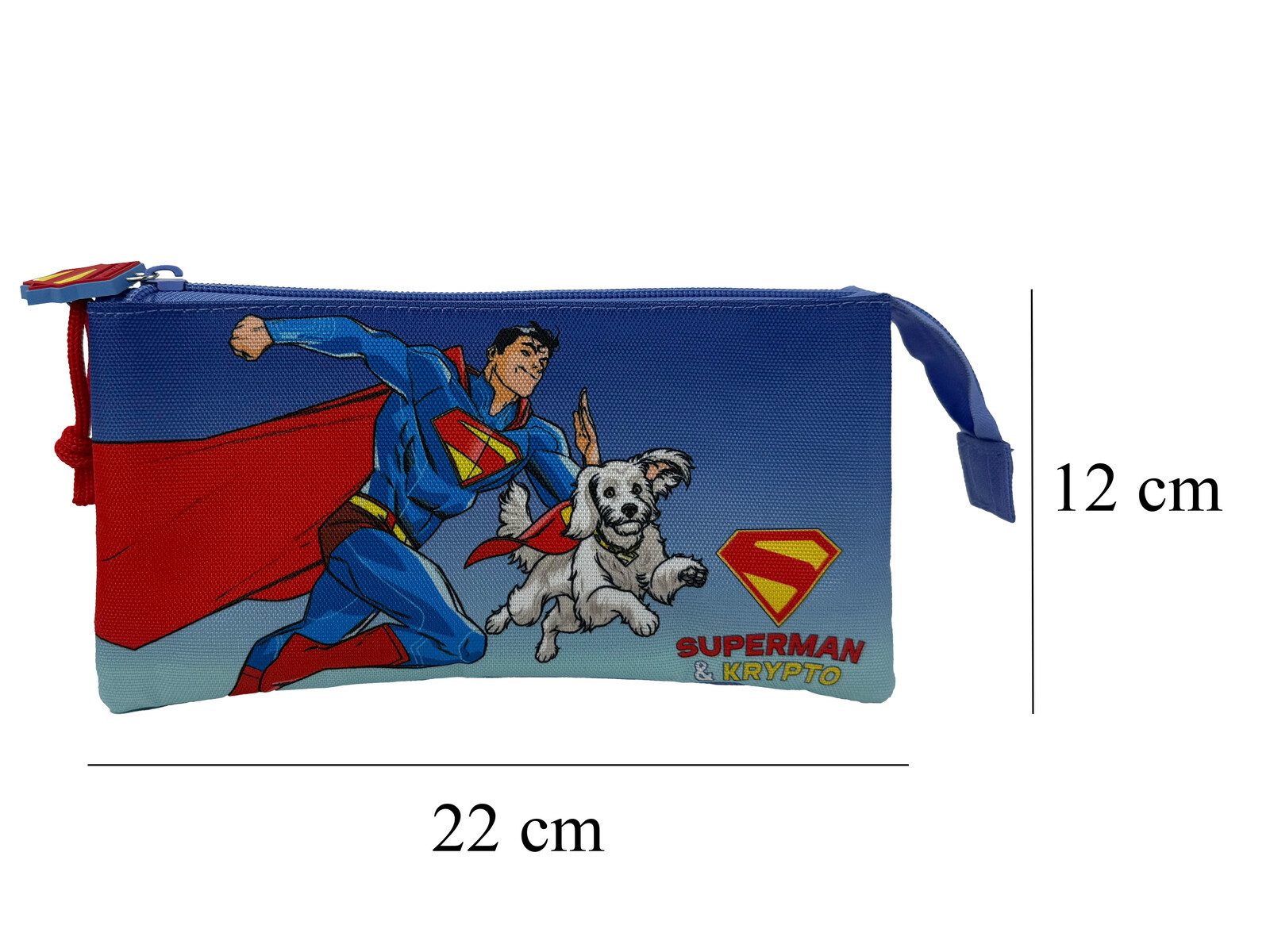 Superman Federmäppchen 3 Fächer Federmappe mit Reißverschluss