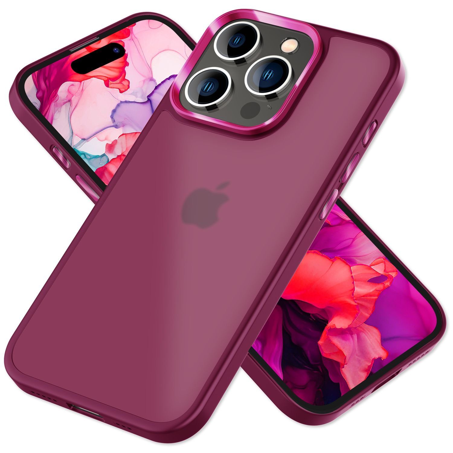 Nalia Smartphone-Hülle Apple iPhone 15 Pro Max 17 cm (6,7 Zoll), Hybrid Hülle / Semi-Transparent / Matt / Metallic Akzent / Anti-Schock