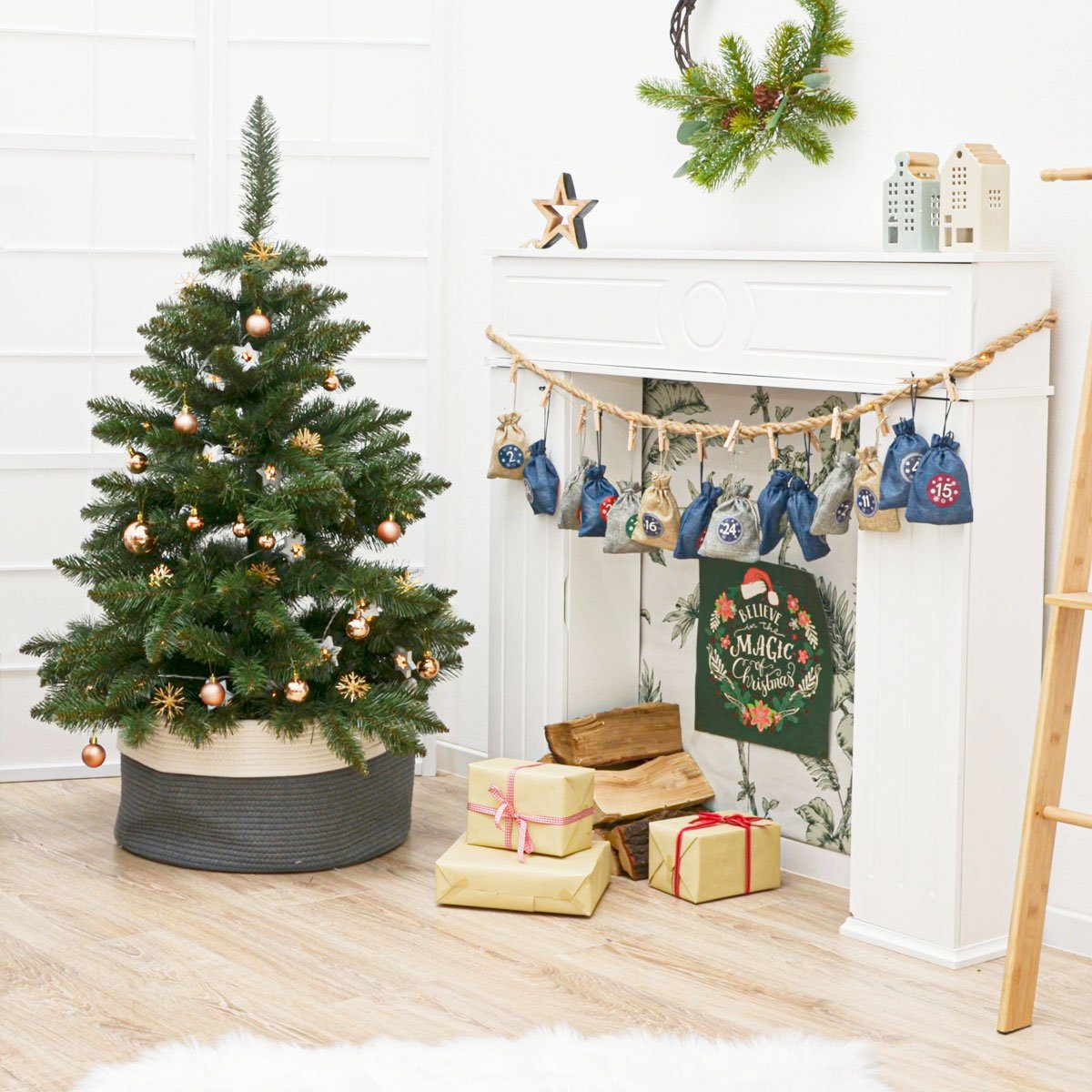 DuneDesign befüllbarer Adventskalender DIY Adventskalender Bastelset mit 24 Jutesäckchen, Nachhaltige Beutel mit Stickern und Zubehör zum Befüllen – Bild 2 von 5