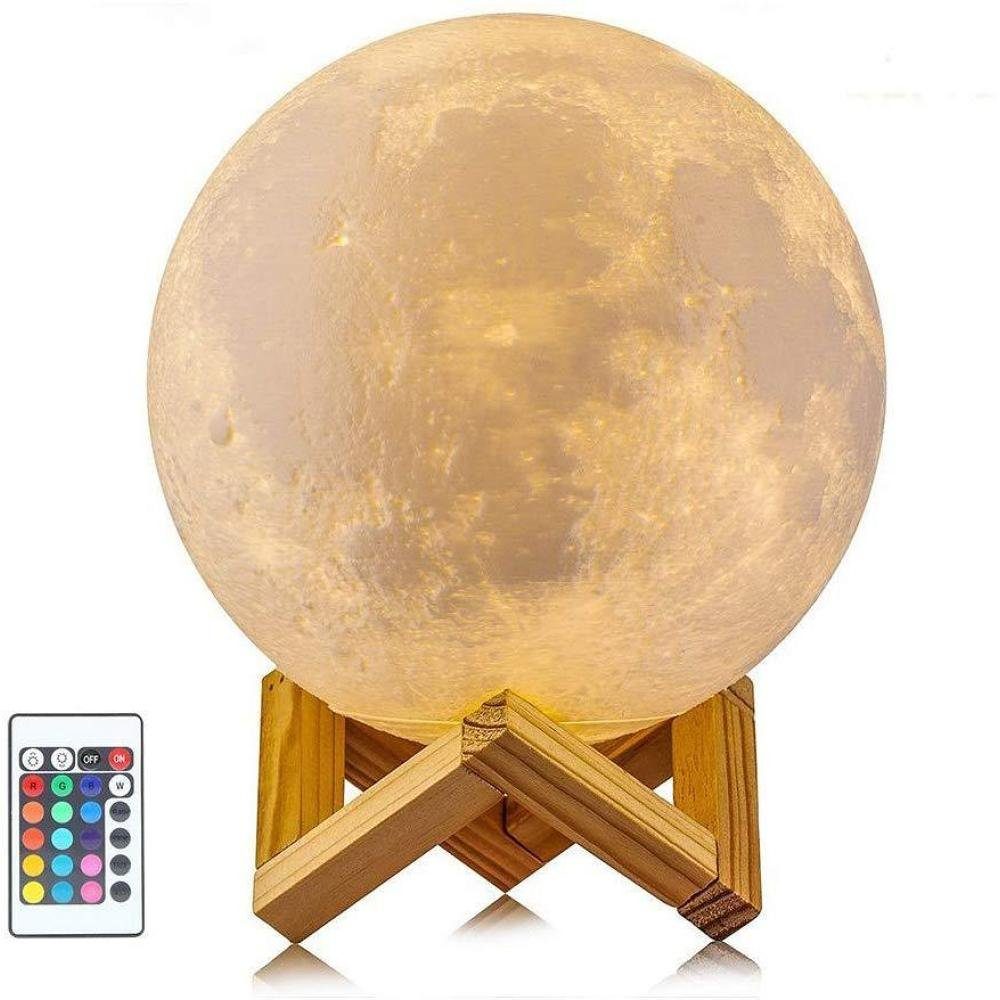 Nachtlicht, Lampe, 16 3D Tischleuchte Wiederaufladbares LED GelldG Mond Farben
