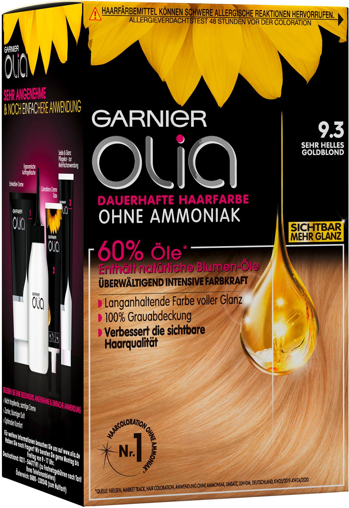 GARNIER 9.3 Olia goldblond Haarfarbe dauerhafte helles Coloration Sehr