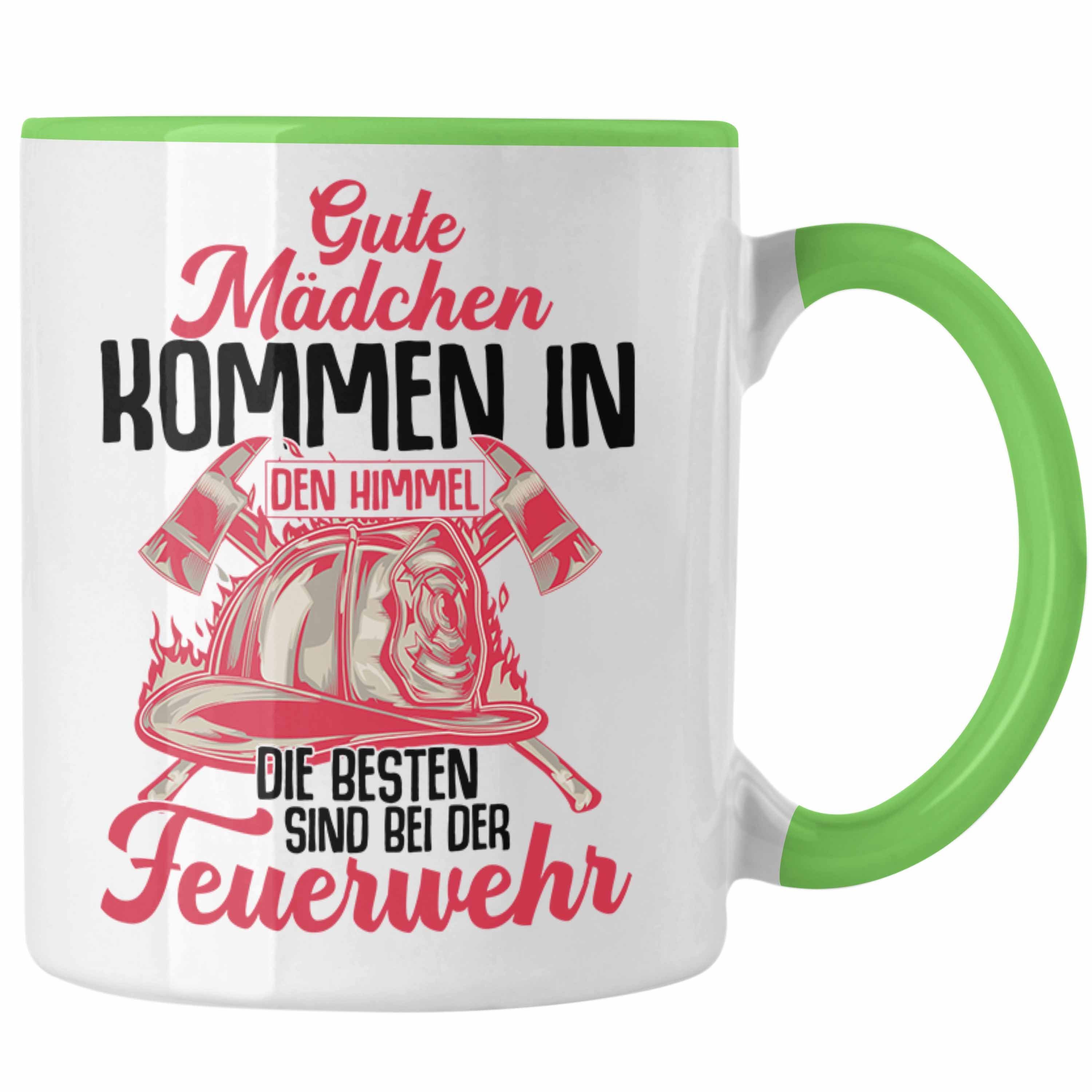 Trendation Tasse Trendation - Feuerwehr Frau Tasse Geschenk Frauen Feuerwehrfrauen Spruch Geschenkidee Grün