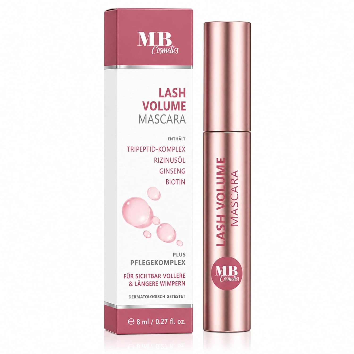 Medical Beauty Cosmetics Mascara Schwarz mit Serumeffekt - Lash Volume Wimperntusche, 8 ml, pflegend mit Tripeptid-Komplex & Biotin für lange Wimpern, Vegan