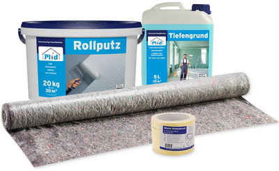 plid Wand- und Deckenfarbe Premium Rollputz Streichputz Dekorputz Strukturfarbe Set, Schnelltrocknend, spritzarm, verarbeitungsfertig