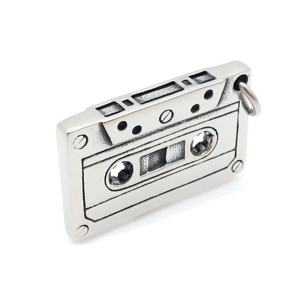 Kettenanhänger Anhänger Musik-Kassette aus Edelstahl Unisex