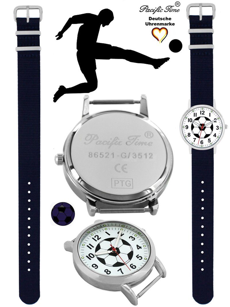 Kinder Wechselarmband, Pacific Quarzuhr Design - Match Armbanduhr Fußball Time Mix blau Versand Gratis und