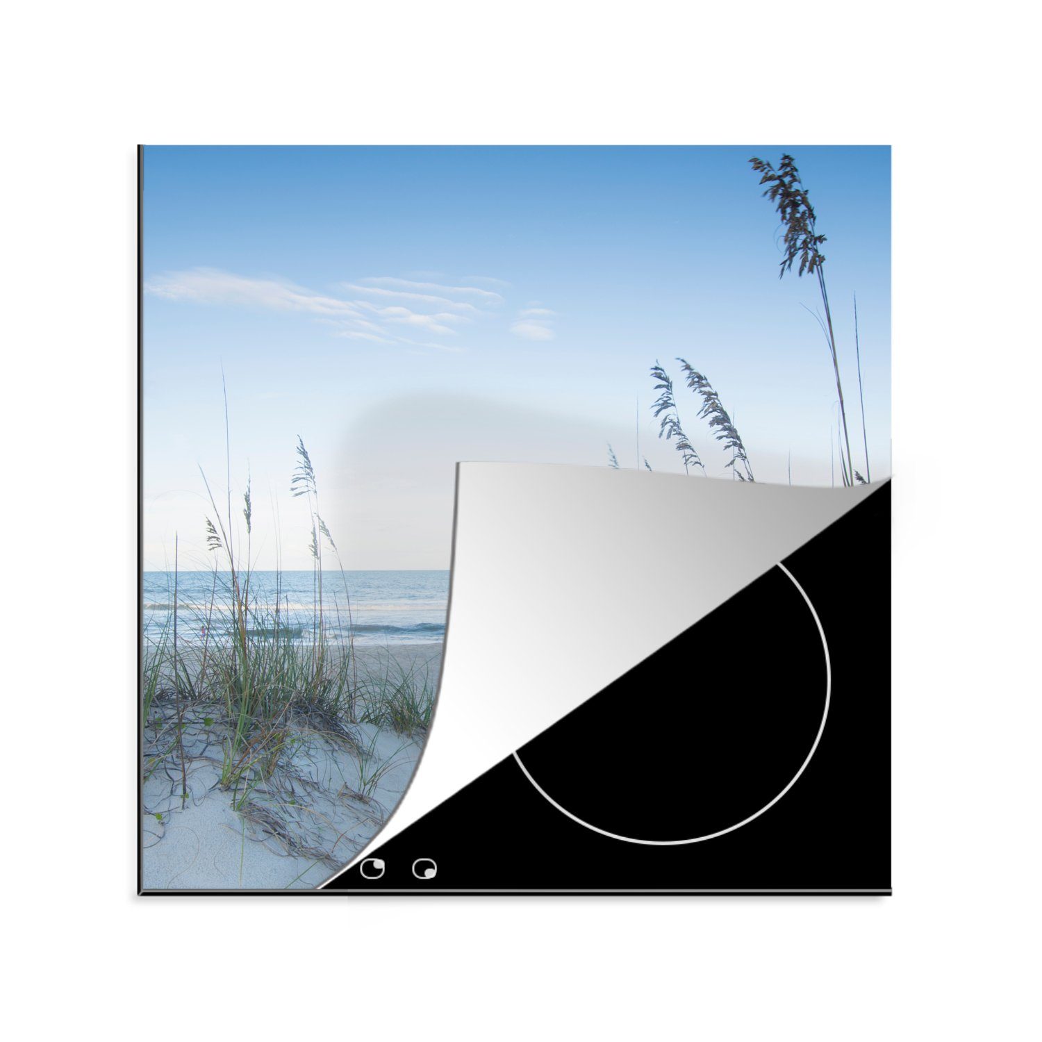 der Ceranfeldabdeckung, wächst im küche Dünen, cm, Sand (1 Herdblende-/Abdeckplatte für Arbeitsplatte MuchoWow tlg), Vinyl, 78x78 Strandhafer