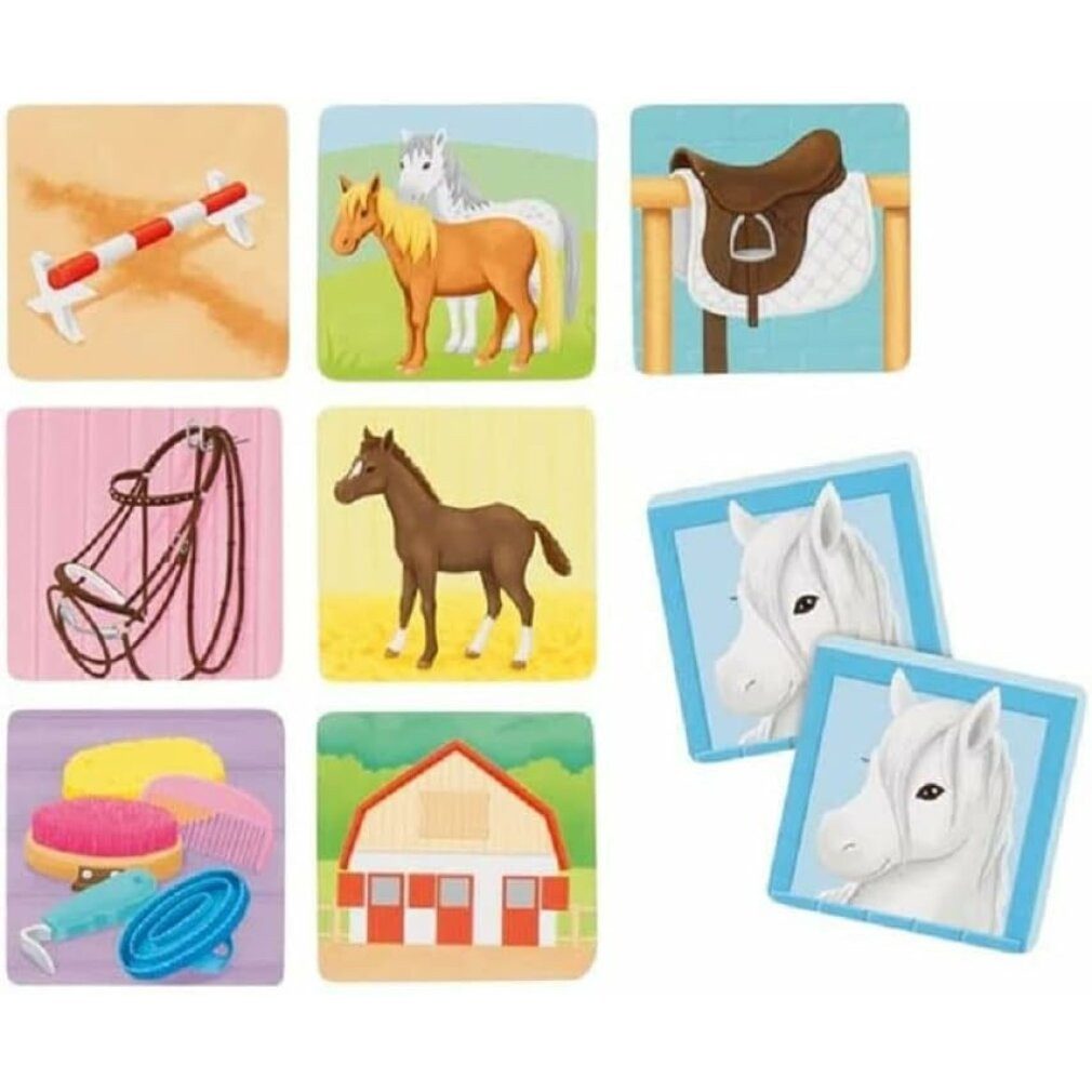goki Spiel Gedächtnisspiel aus Holz Reitstall