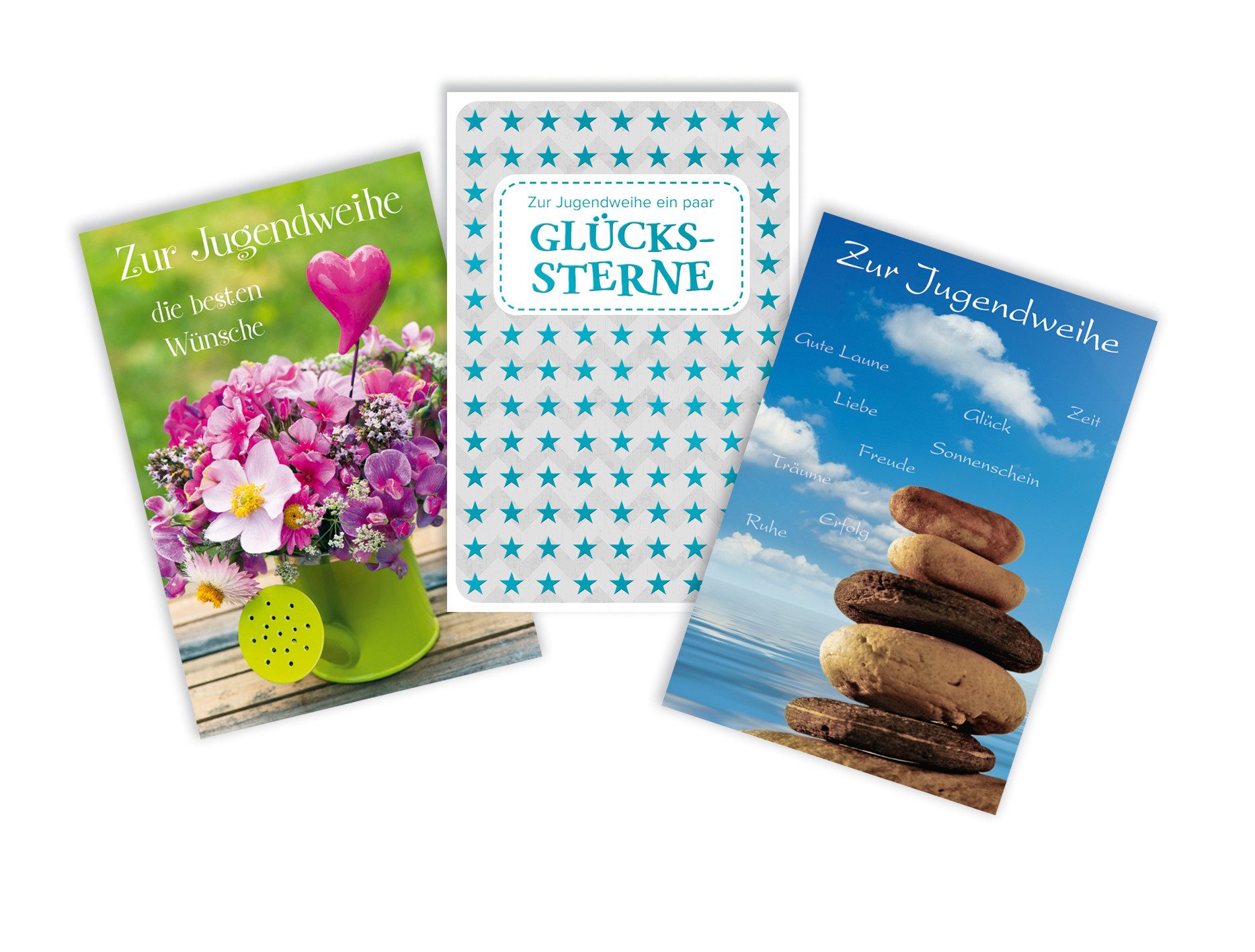 BSB Поздравительные открытки Jugendweihe - Mehrfachpackung 3er - 3 Karten – 3 Umschläge – im