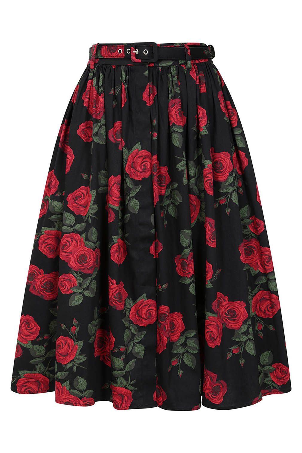 Banned A-Linien-Rock Millie Rose Swing Rockabilly Vintage Rosen Gürtel günstig online kaufen