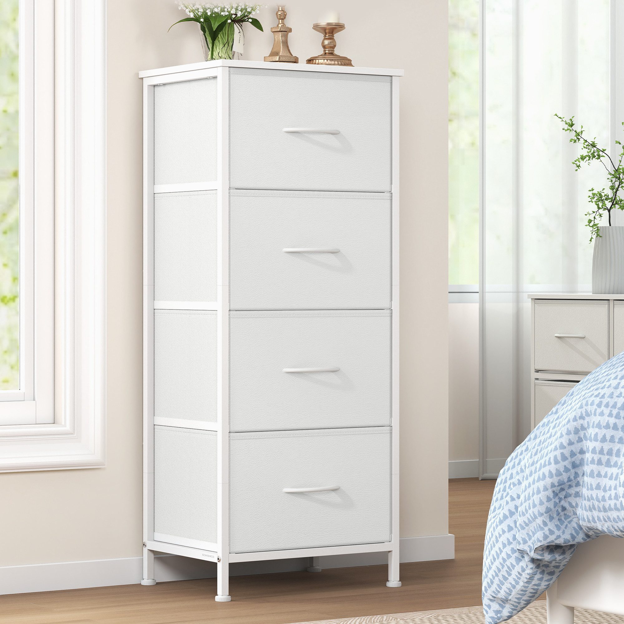 SONGMICS Kommode Schrank mit 3/4/5 Schubladen, Aufbewahrungsschrank, Stahl, MDF, Vliesstoff, für Schlafzimmer