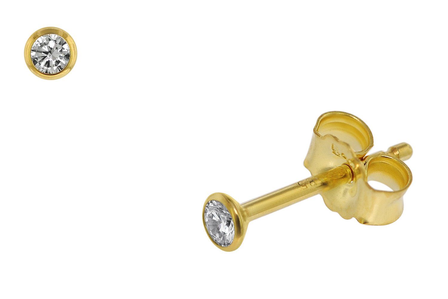 trendor Paar Ohrstecker für 585 Gold (14 Kt) Zirkonia 2,5 mm günstig online kaufen