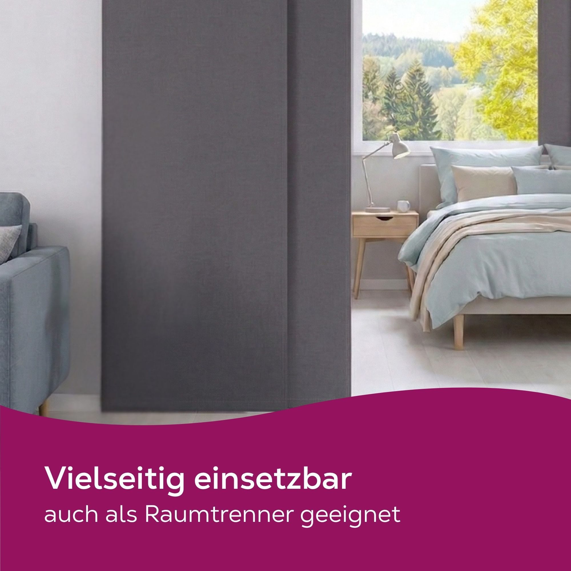 Beautex Verdunkelungsvorhang Blackout Schiebegardine blickdicht Maße 60x245 cm (1 St), blickdicht, verdunkelnd und lichtundurchlässig, inkl. Zubehör – Bild 5 von 5