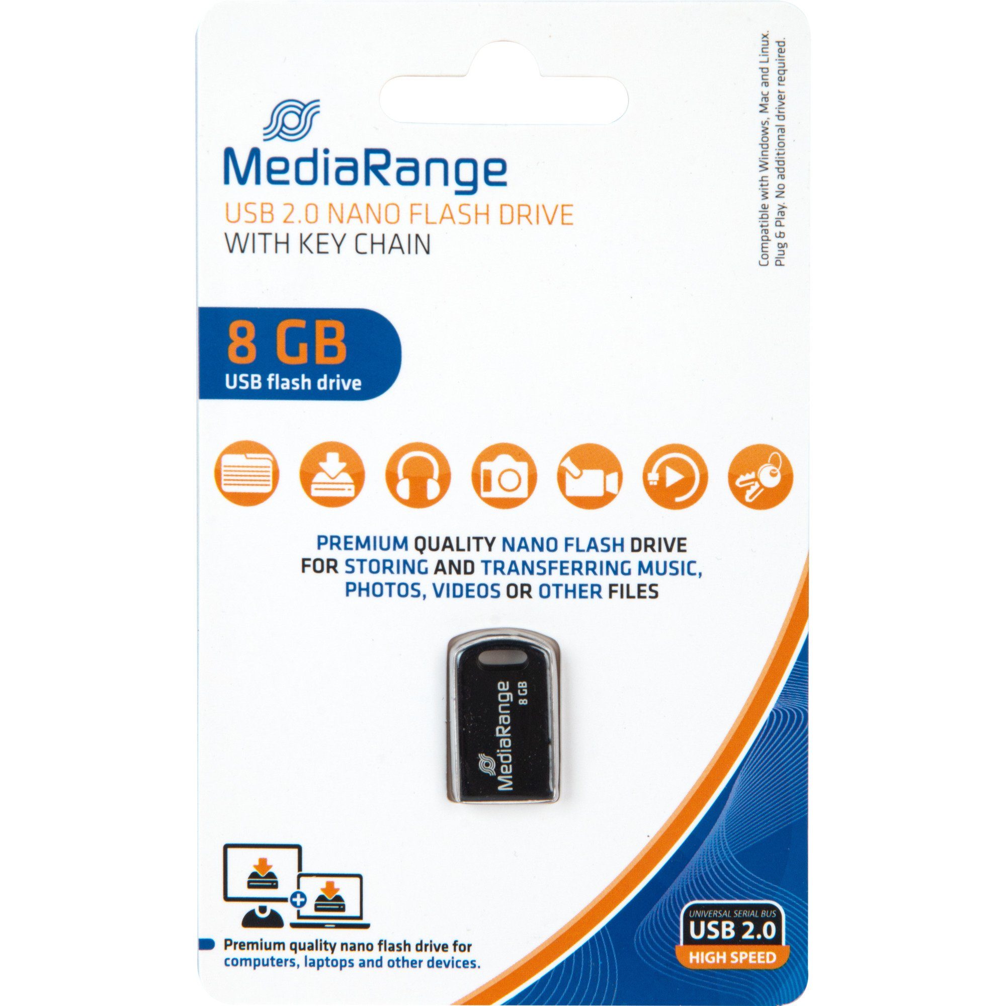 Mediarange MediaRange USB Nano 8 GB, USB-Stick, (USB-A 2.0) USB-Stick