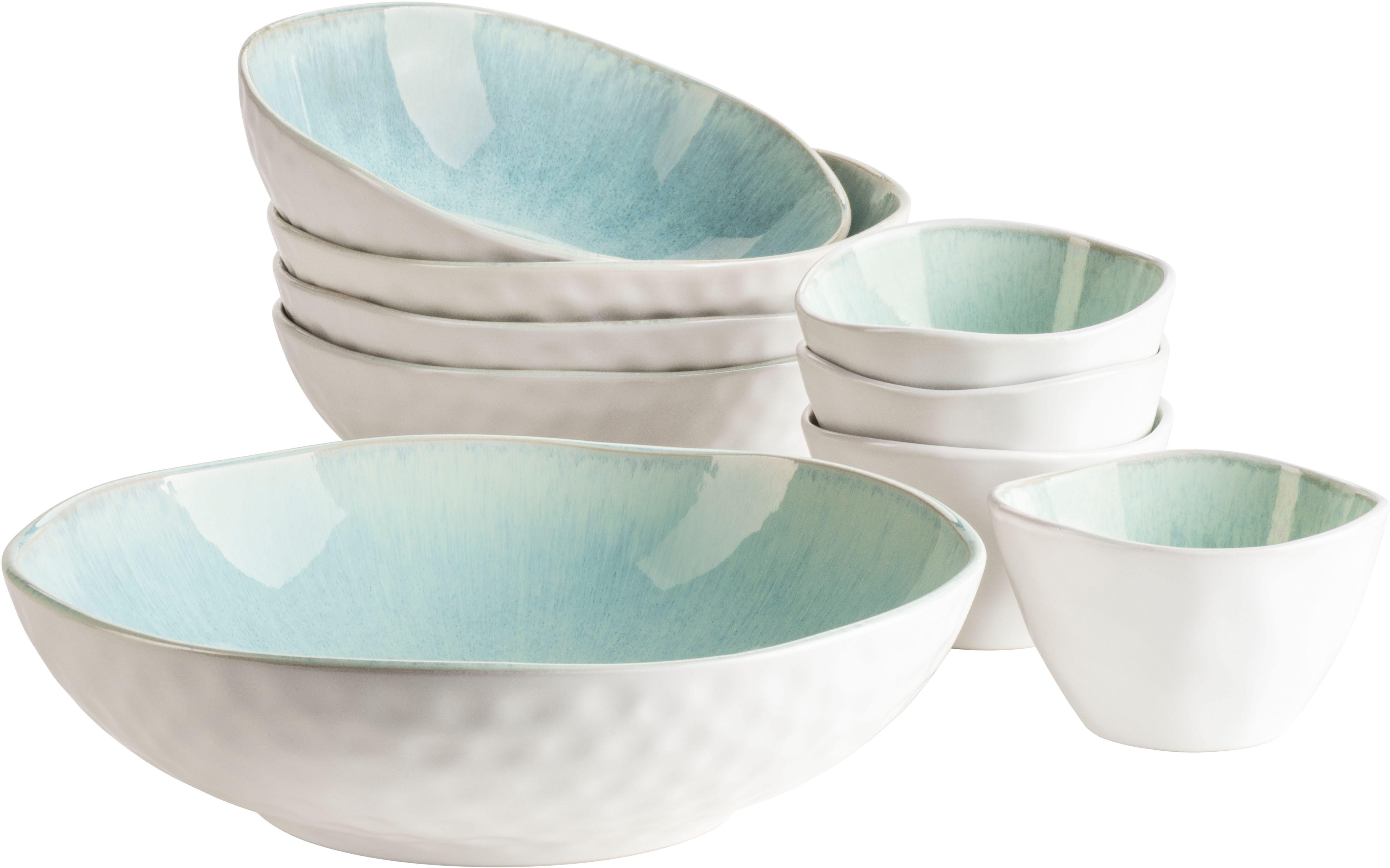 MÄSER Salatschüssel FROZEN, Salatschüssel-Set, Steinzeug, Steinzeug, (9-tlg)