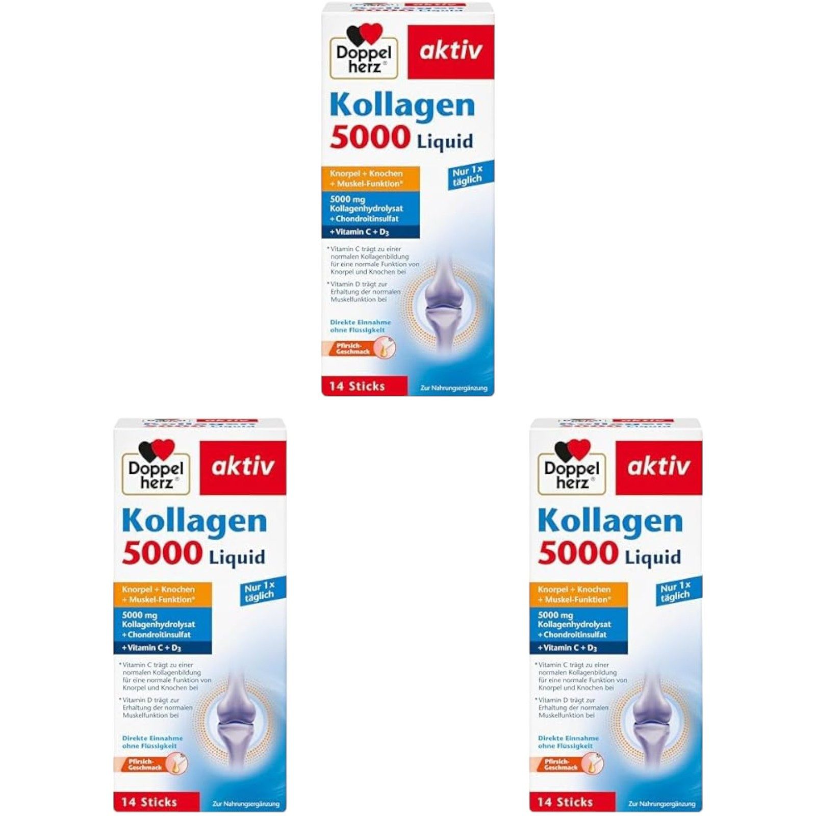 Doppelherz Kollagen 5000 Liquid 3er Set Tropfen