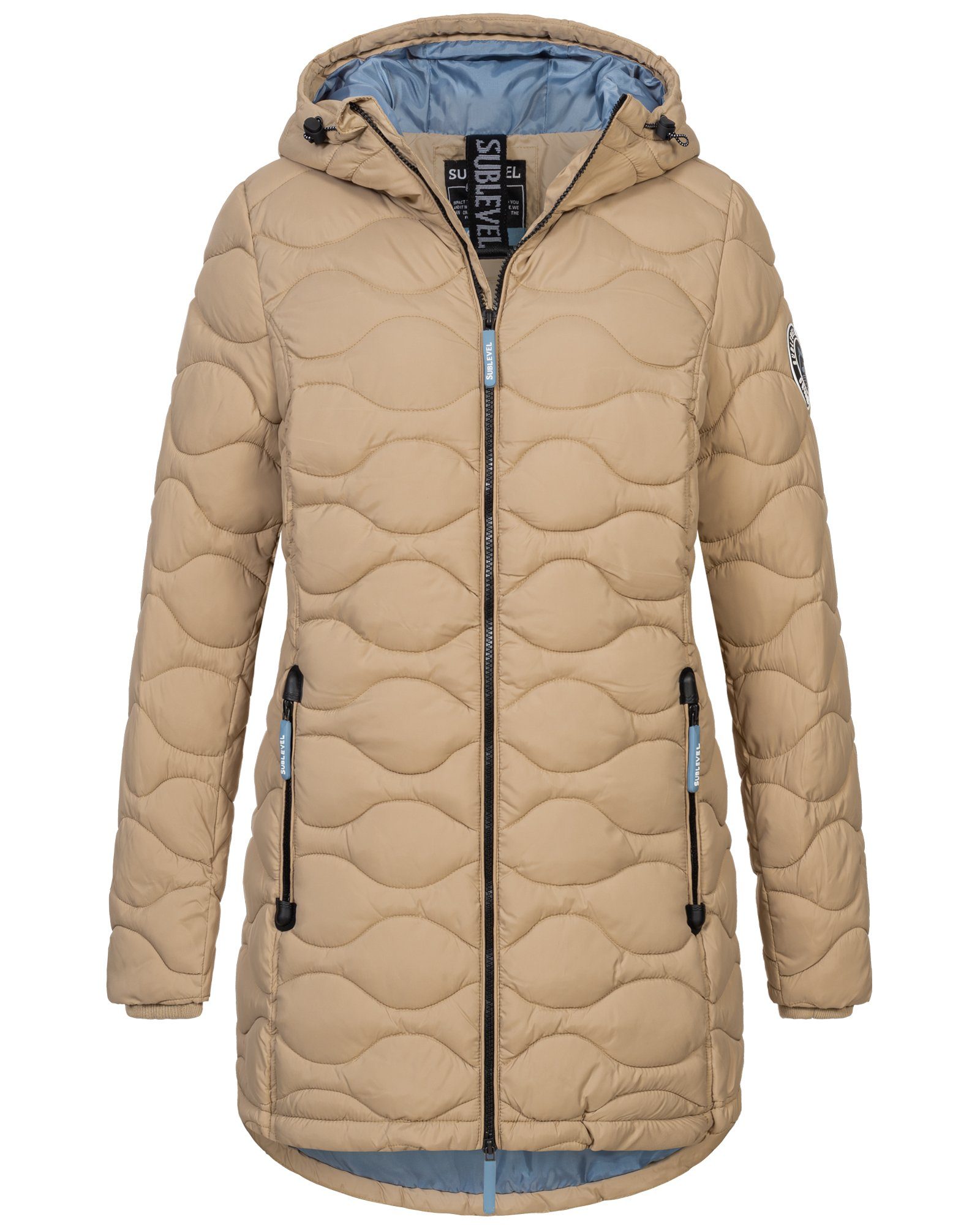 Jacke Steppjacke Beige Steppjacke Damen SUBLEVEL Parka Mantel Steppmantel Wintermantel Winter