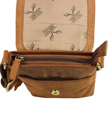 Schompi Schultertasche Kleine Umhängetasche Cross Body Vintage Echtleder Cognac Braun, Messenger Leder-Tasche