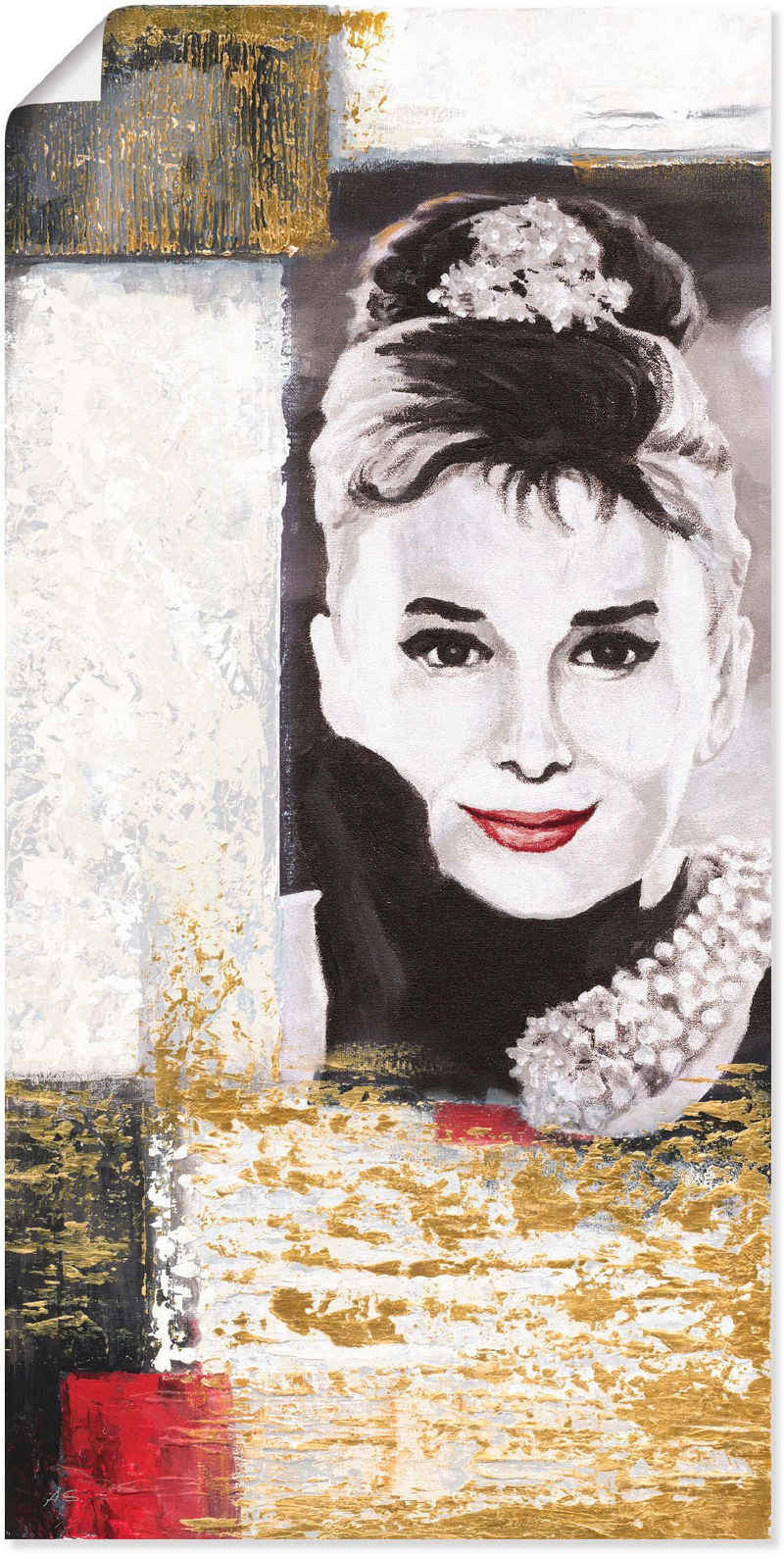 Artland Wandbild »Hollywood Legenden VI - Audrey Hepburn«, Porträts (1 St), in vielen Größen & Produktarten -Leinwandbild, Poster, Wandaufkleber / Wandtattoo auch für Badezimmer geeignet
